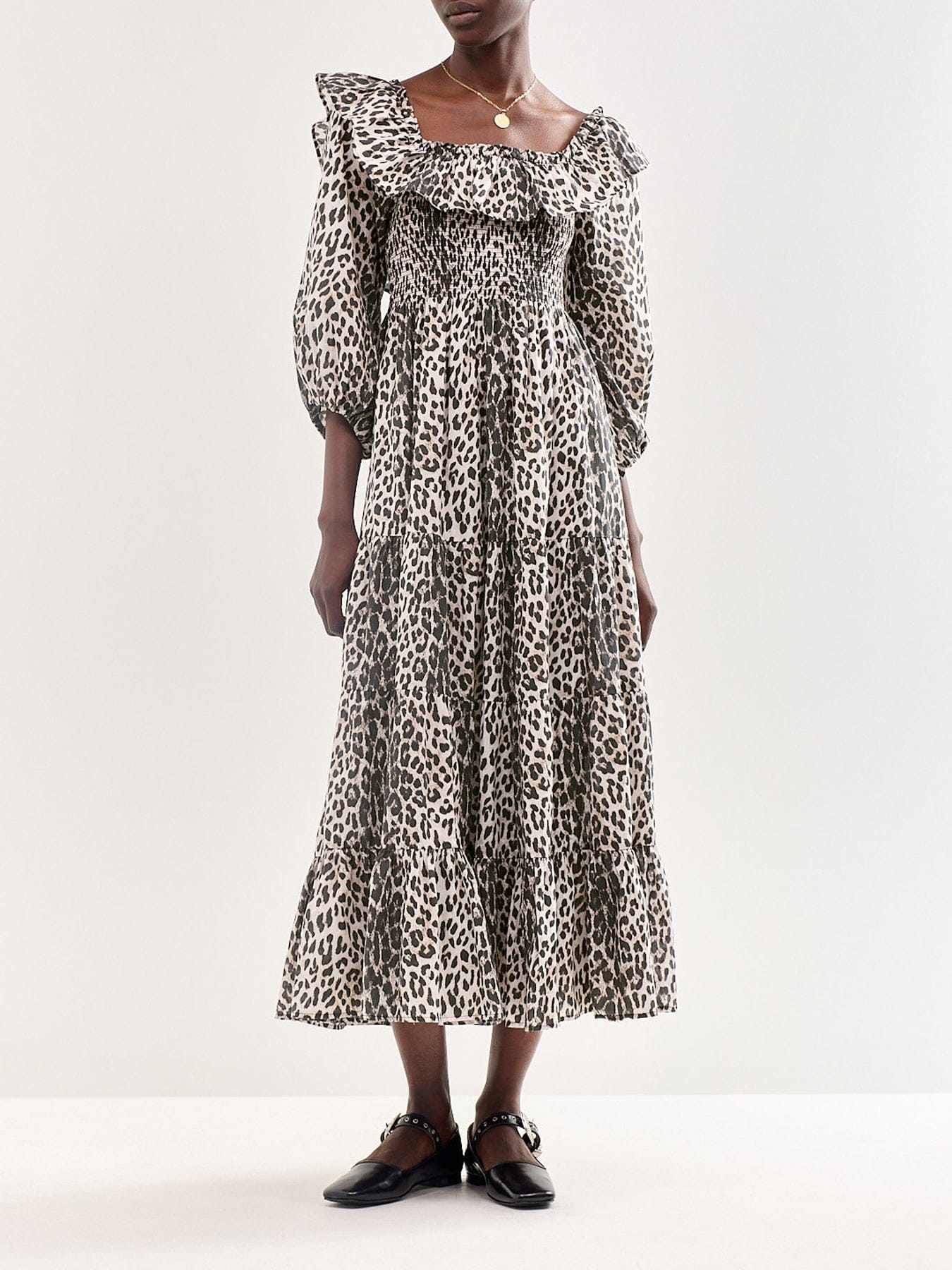 Rixo Gabriel Leopard Midi Dress Multi