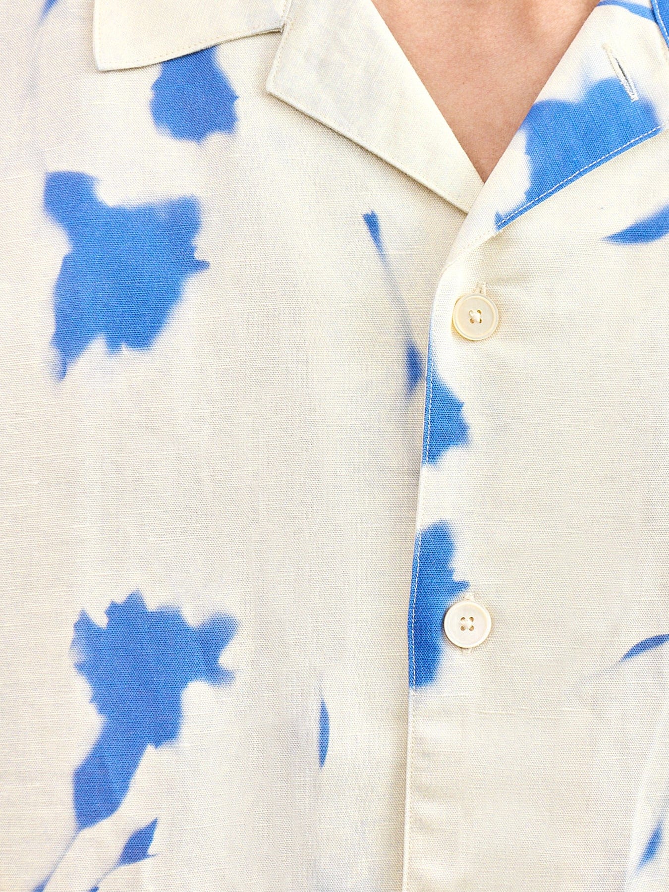 PS Paul Smith Linen Blend Floral Short Sleeve Shirt White