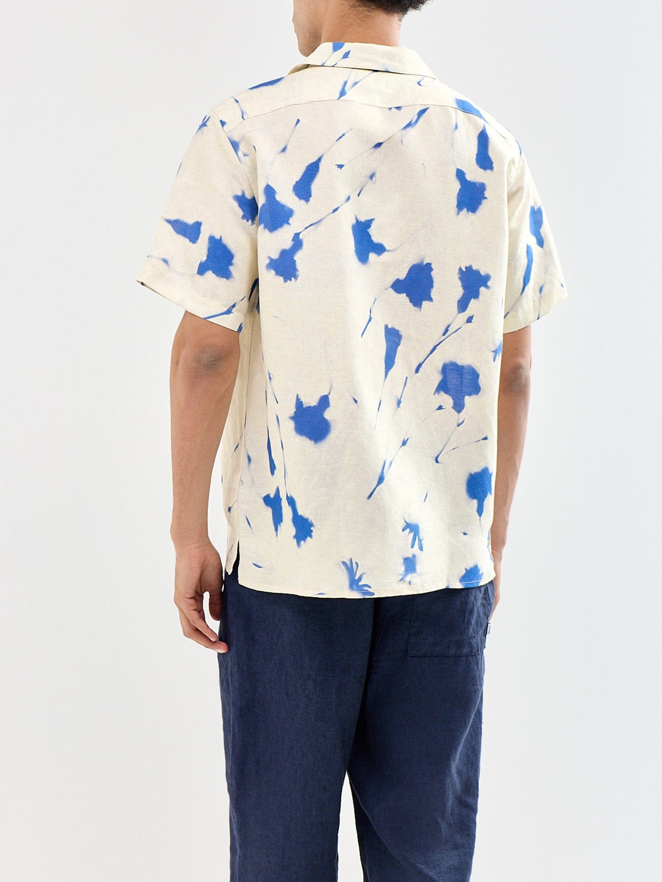 PS Paul Smith Linen Blend Floral Short Sleeve Shirt White