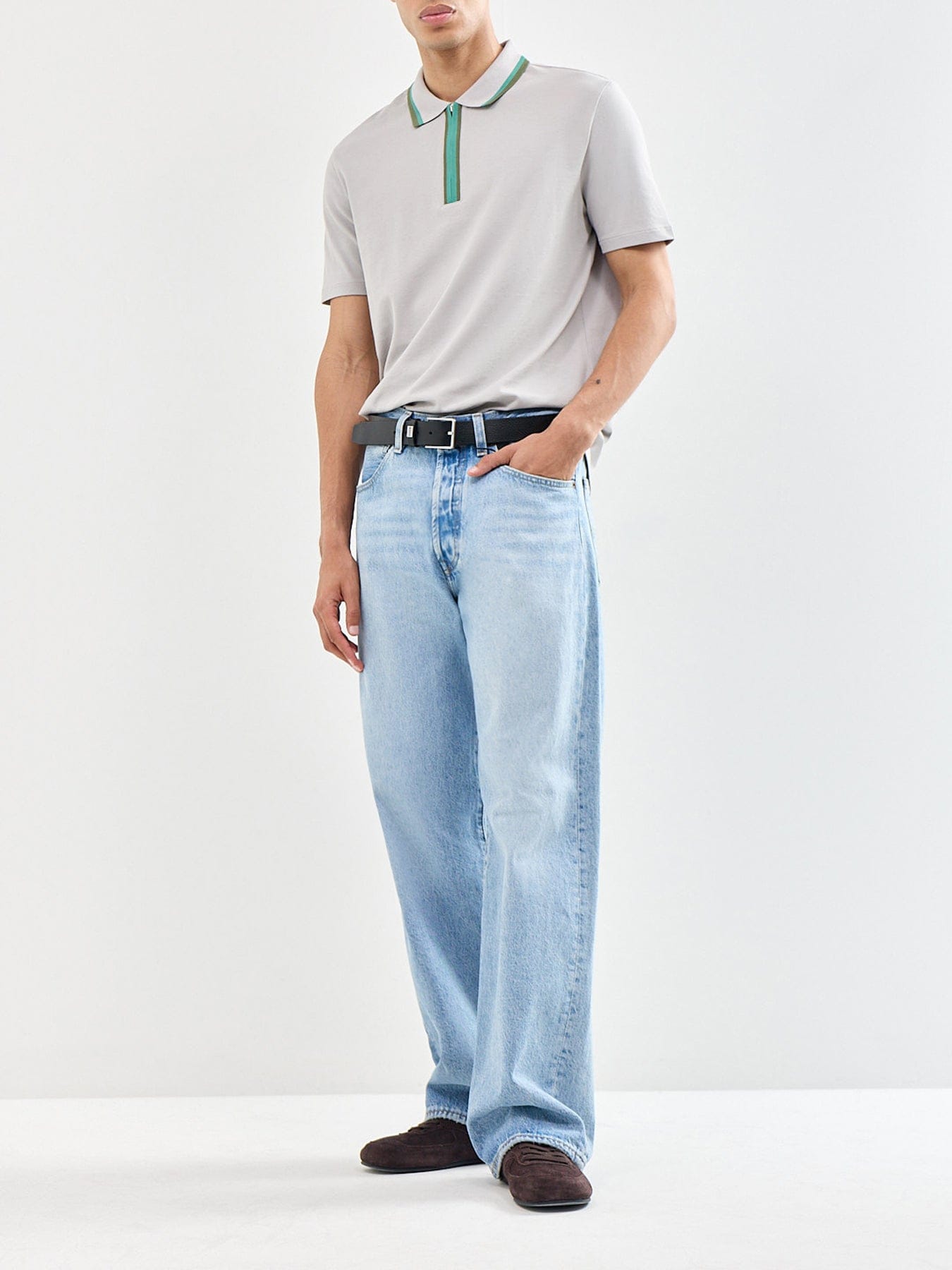 PS Paul Smith Zip Polo Shirt Grey