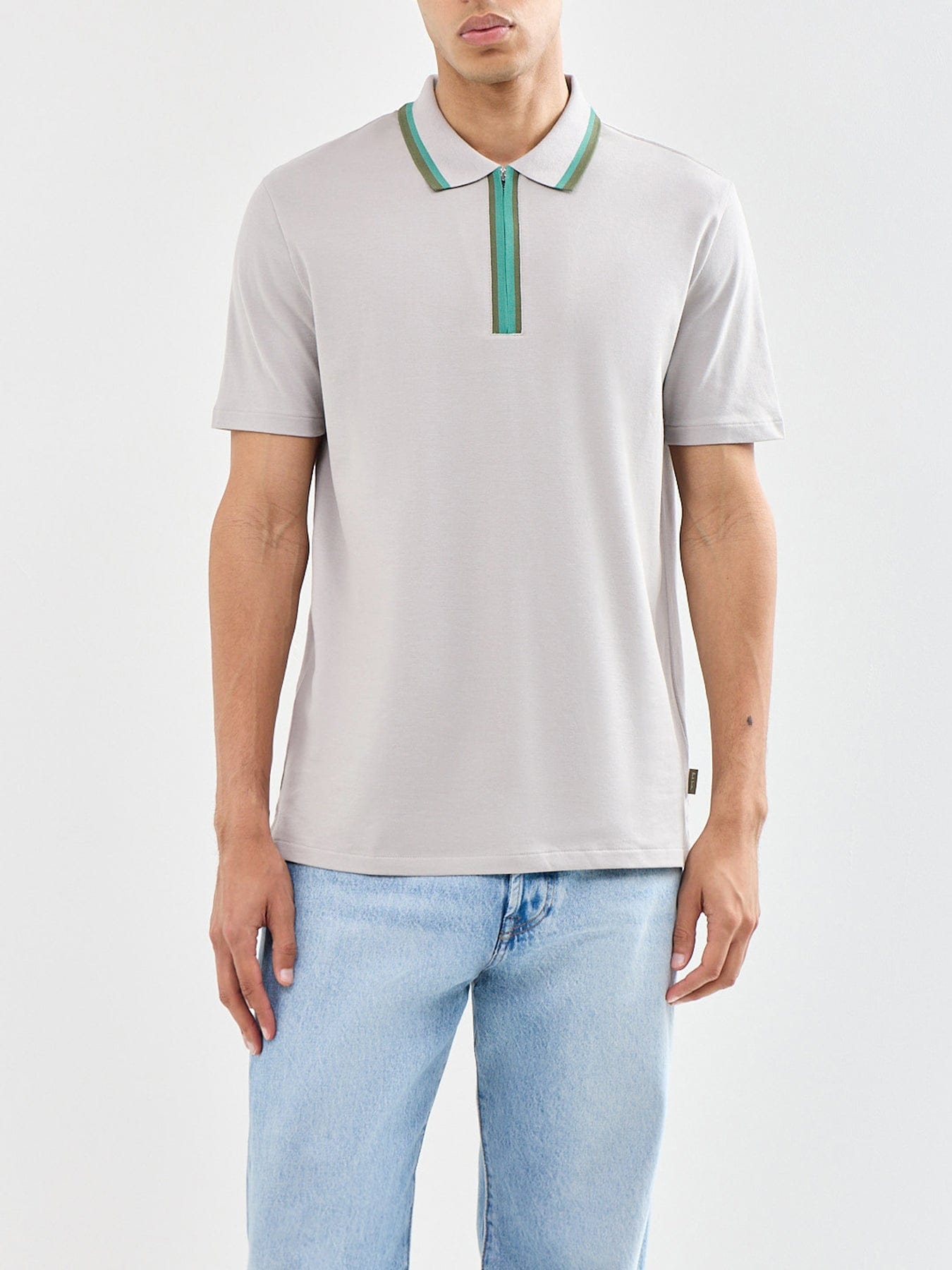 PS Paul Smith Zip Polo Shirt Grey