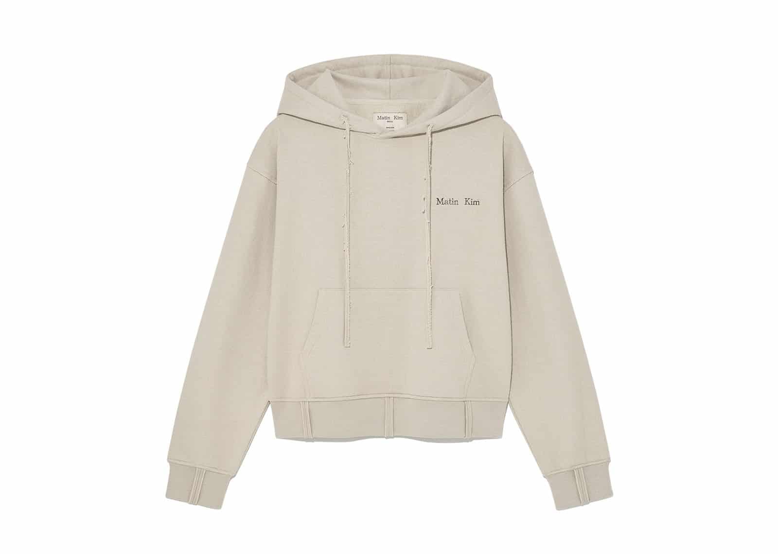 Matin Kim Rib Cut Detail Logo Hoodie Beige TS011
