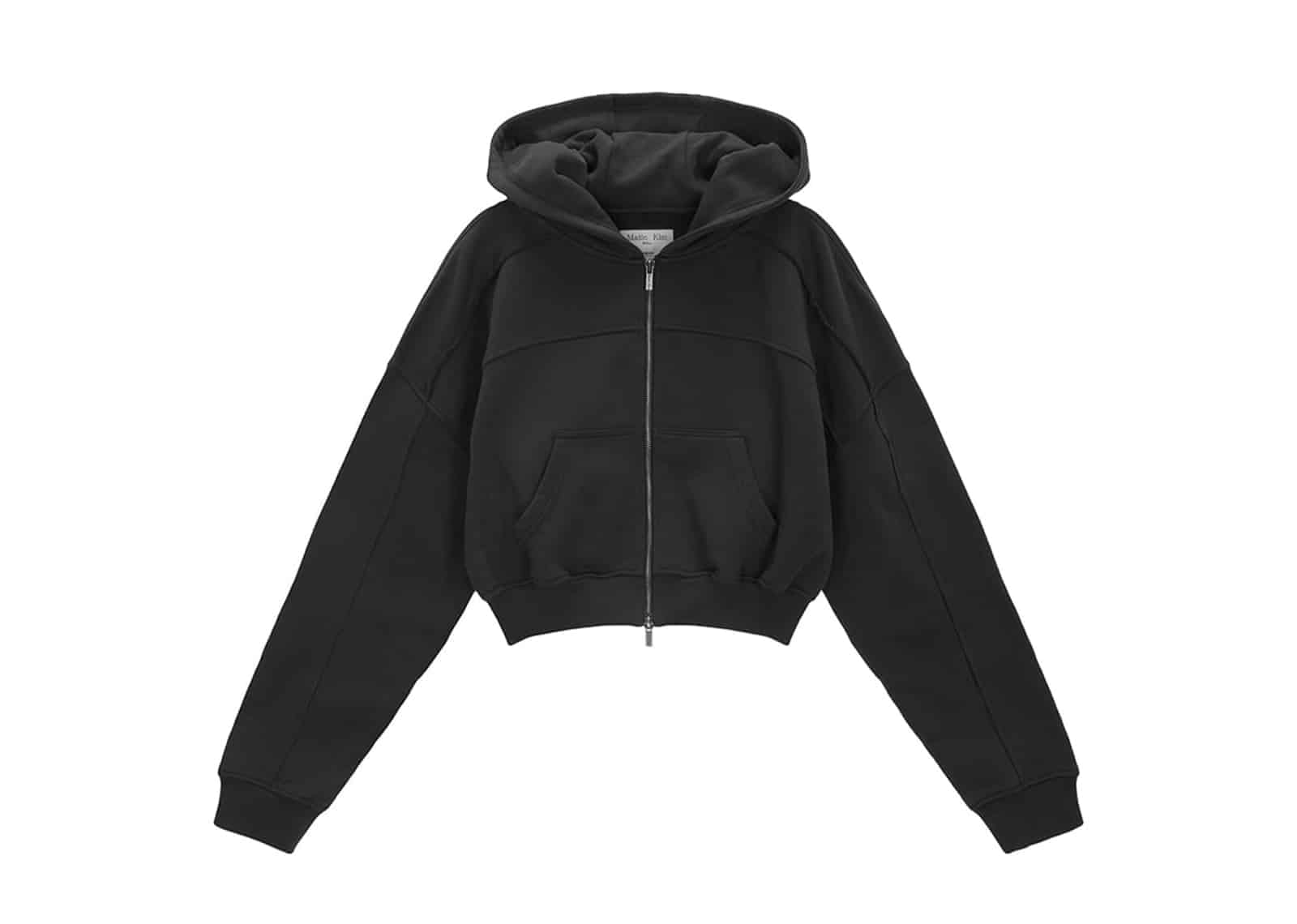 Matin Kim Cut Out Detail Crop Zip Up Hoodie Khaki Charcoal JP060