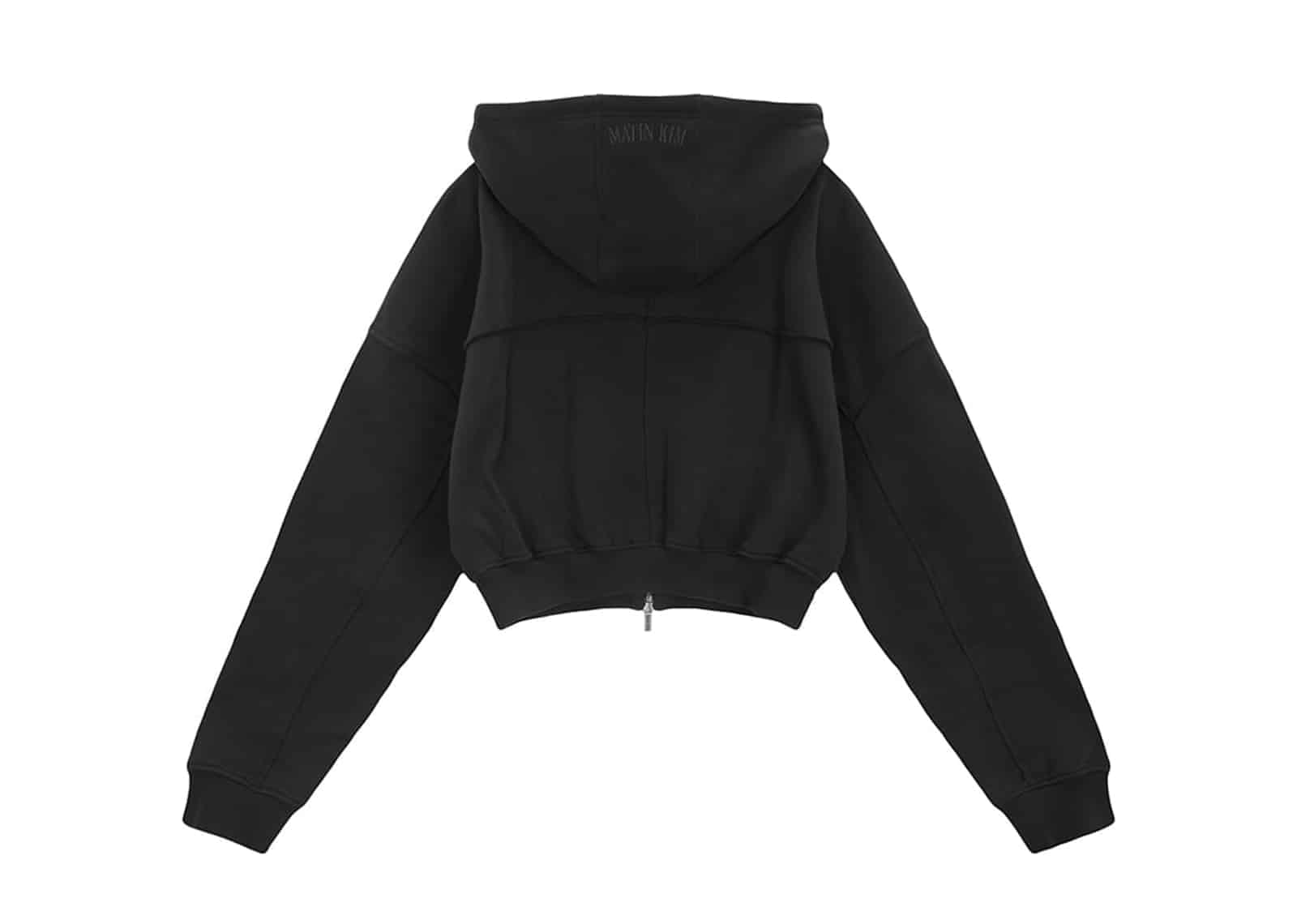 Matin Kim Cut Out Detail Crop Zip Up Hoodie Khaki Charcoal JP060