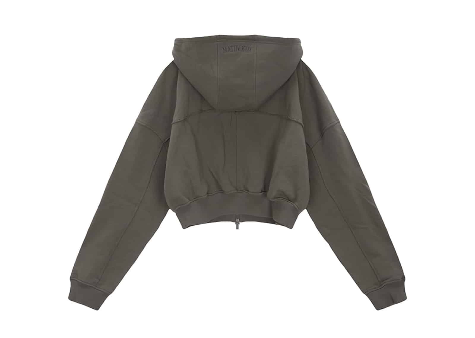 Matin Kim Cut Out Detail Crop Zip Up Hoodie Khaki Grey JP060
