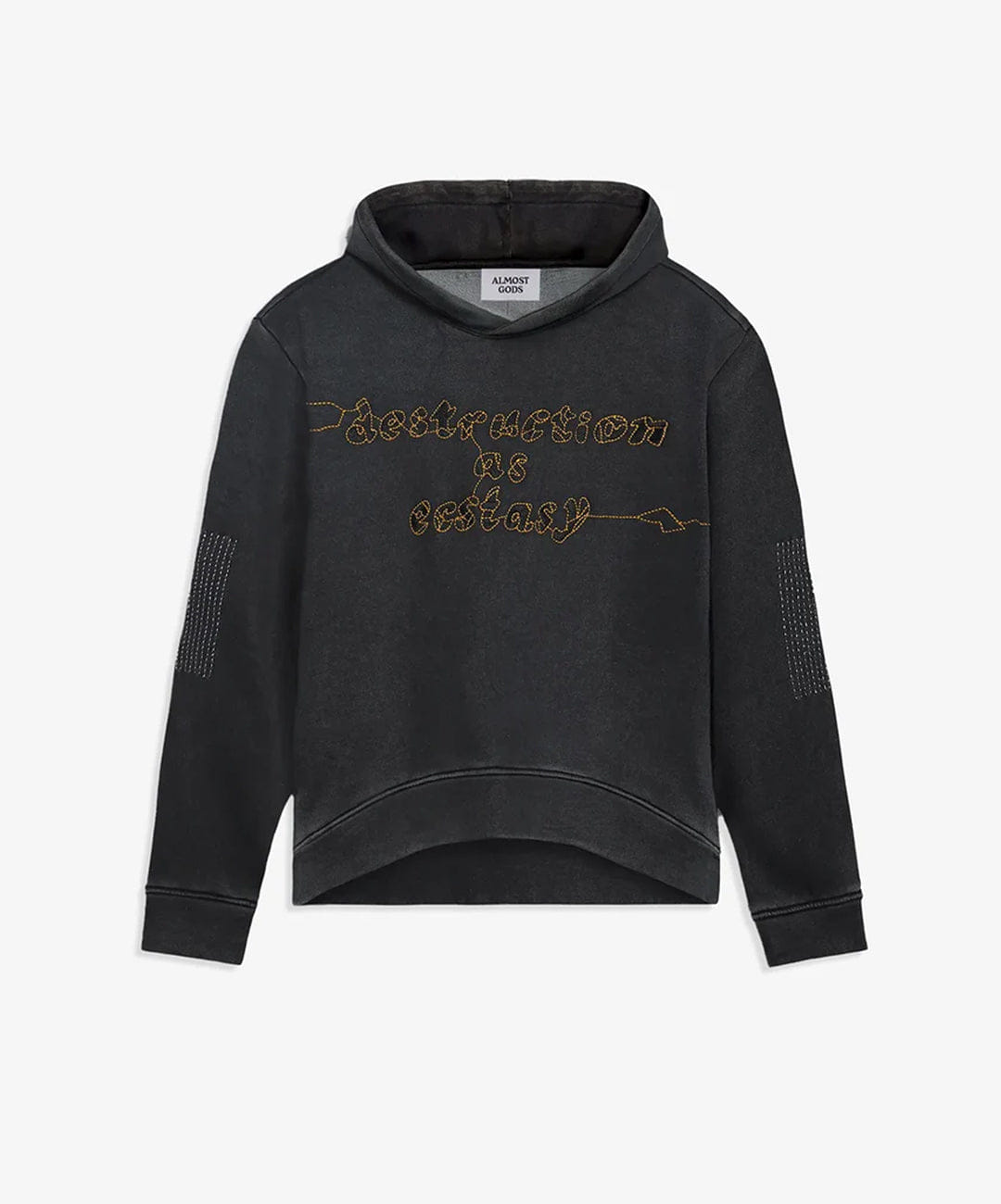 ALMOST GODS | DESTRUCTION AS ECSTASY EMBROIDERED CROPPED HOODIE { BLACK