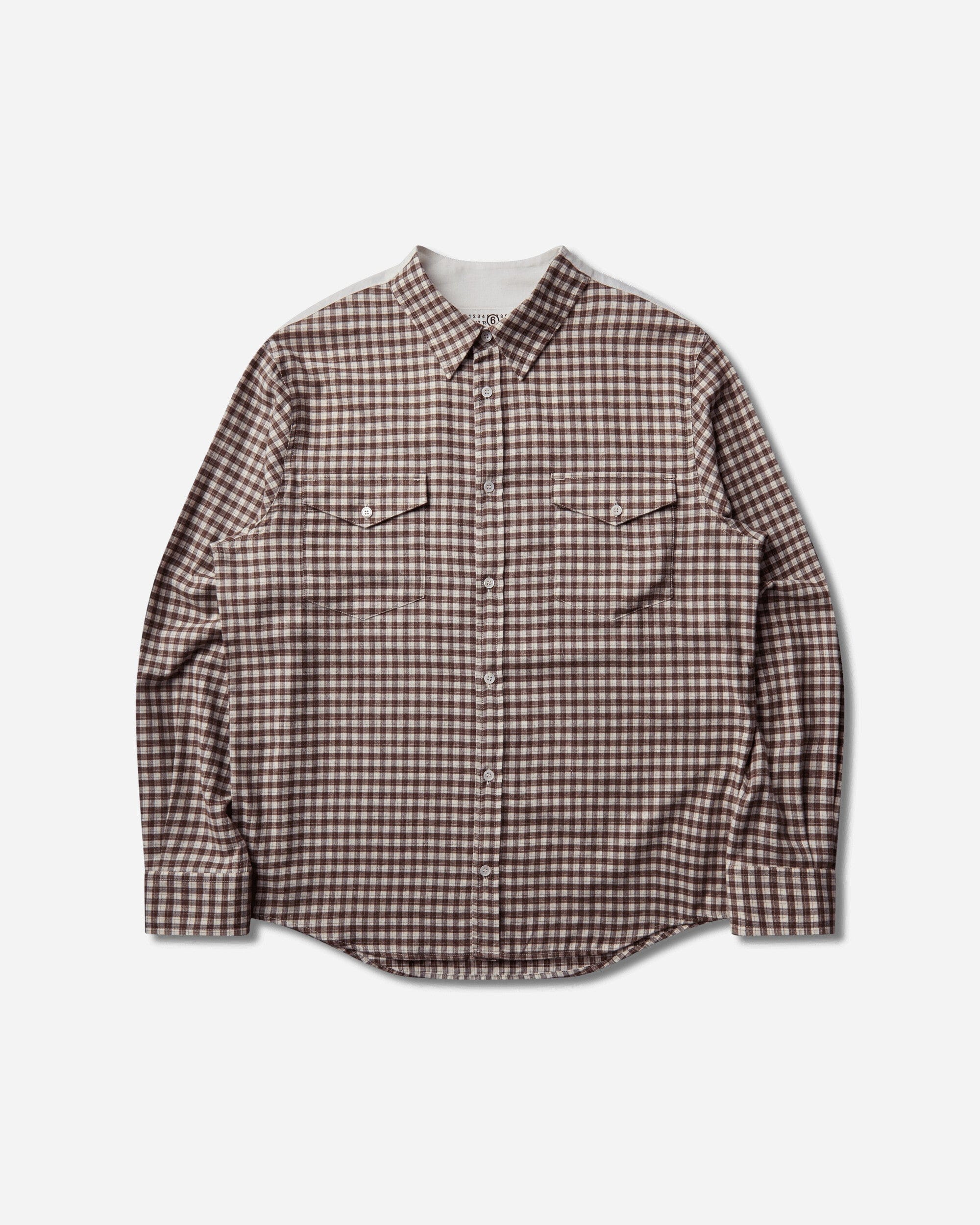 MM6 Maison Margiela Men's Checkered Flannel Shirt Brown / Off White