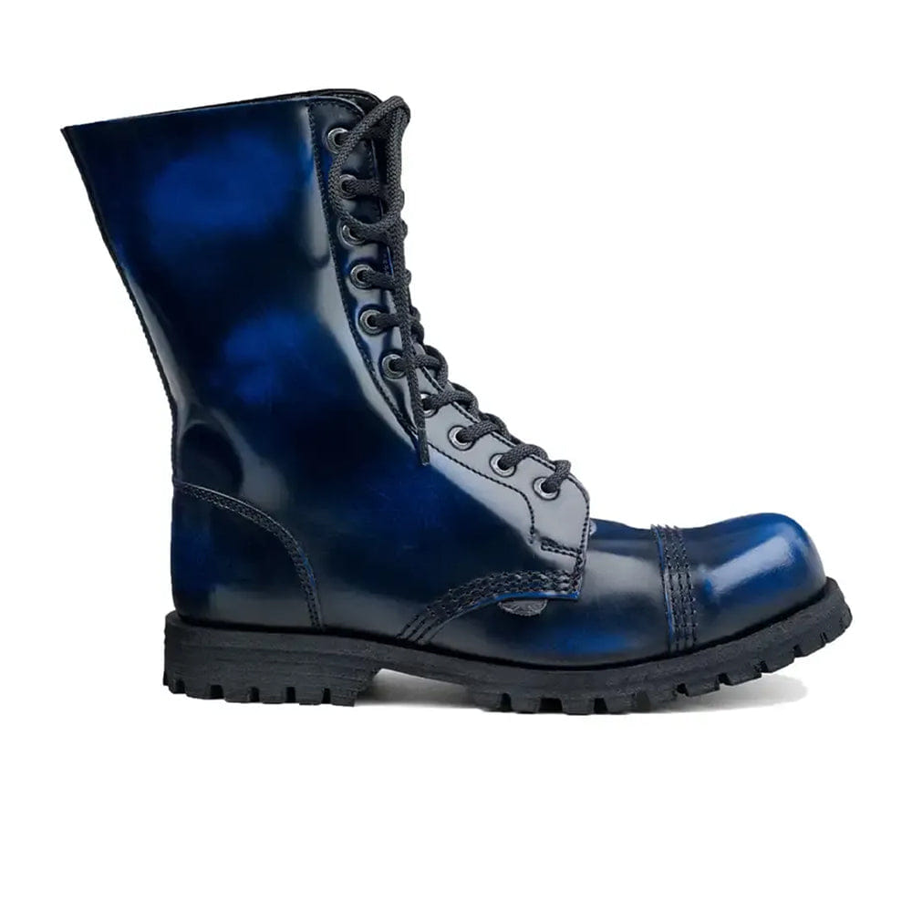 Underground NAVY LEATHER COMMANDO BOOT - ORIGINAL STEEL CAP - RUB - OFF LEATHER