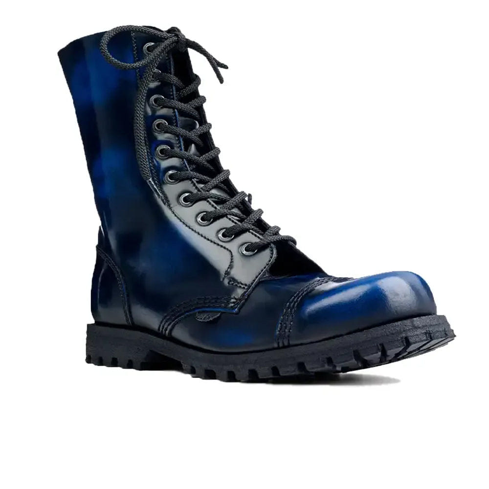 Underground NAVY LEATHER COMMANDO BOOT - ORIGINAL STEEL CAP - RUB - OFF LEATHER