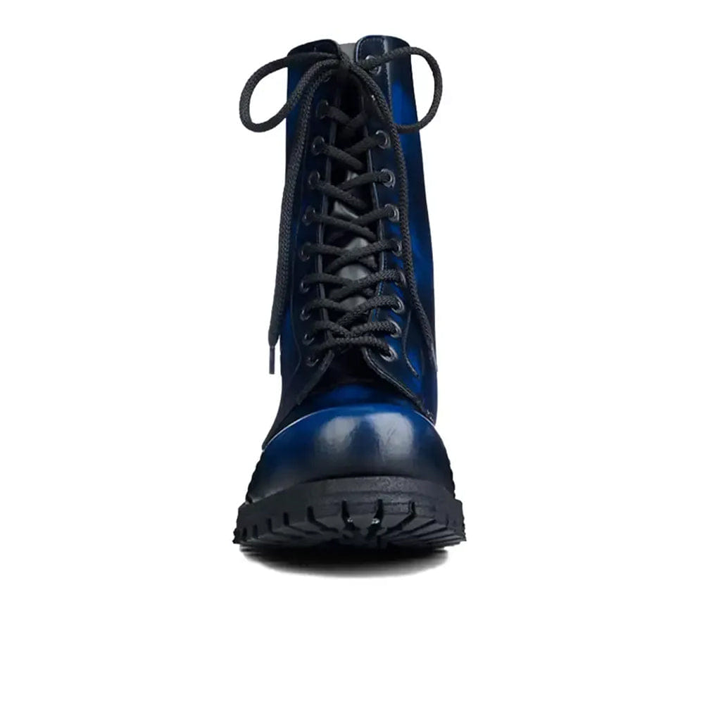 Underground NAVY LEATHER COMMANDO BOOT - ORIGINAL STEEL CAP - RUB - OFF LEATHER