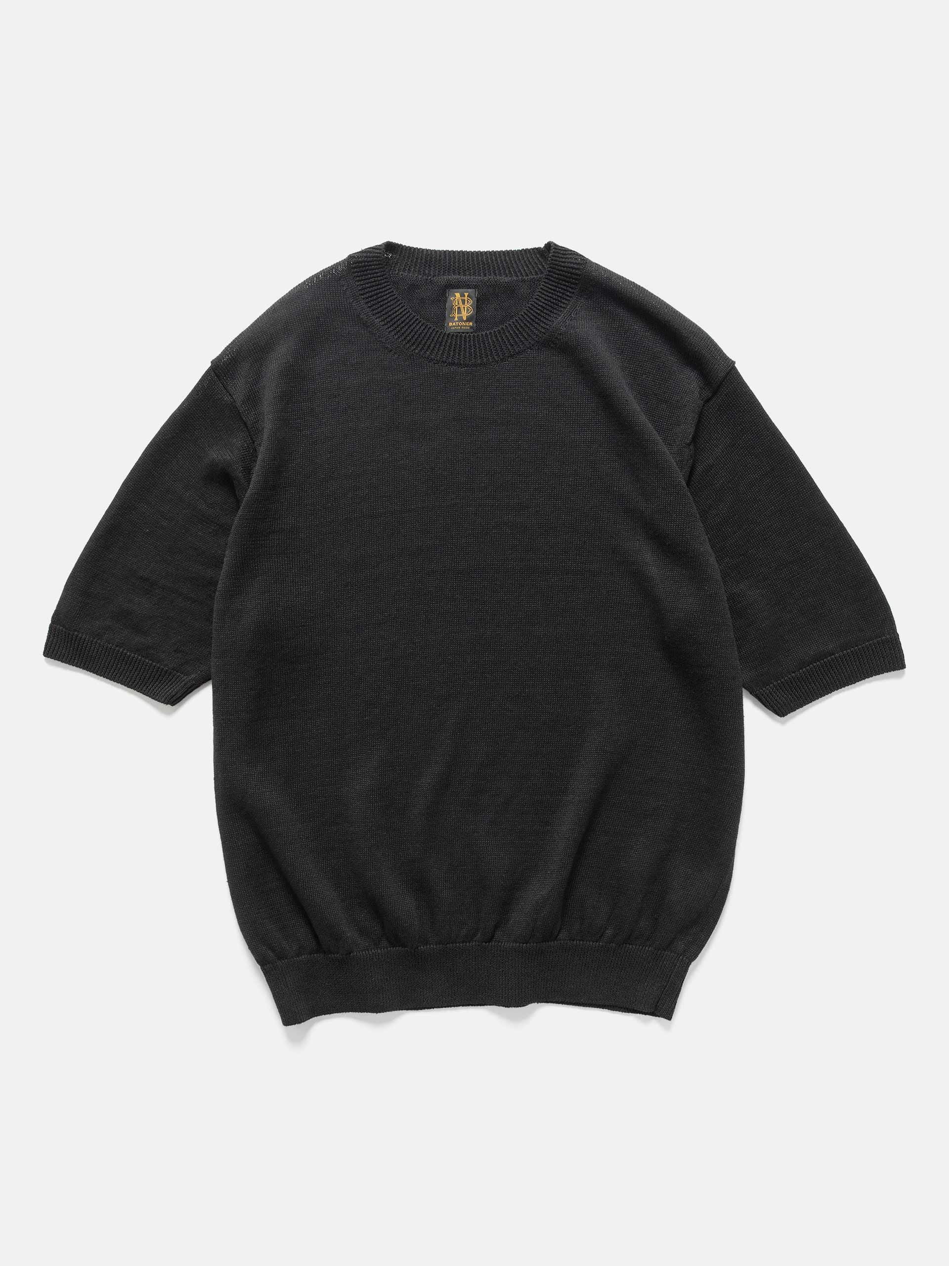 Batoner Washed High Count Linen Crew Neck Short Sleeve Black