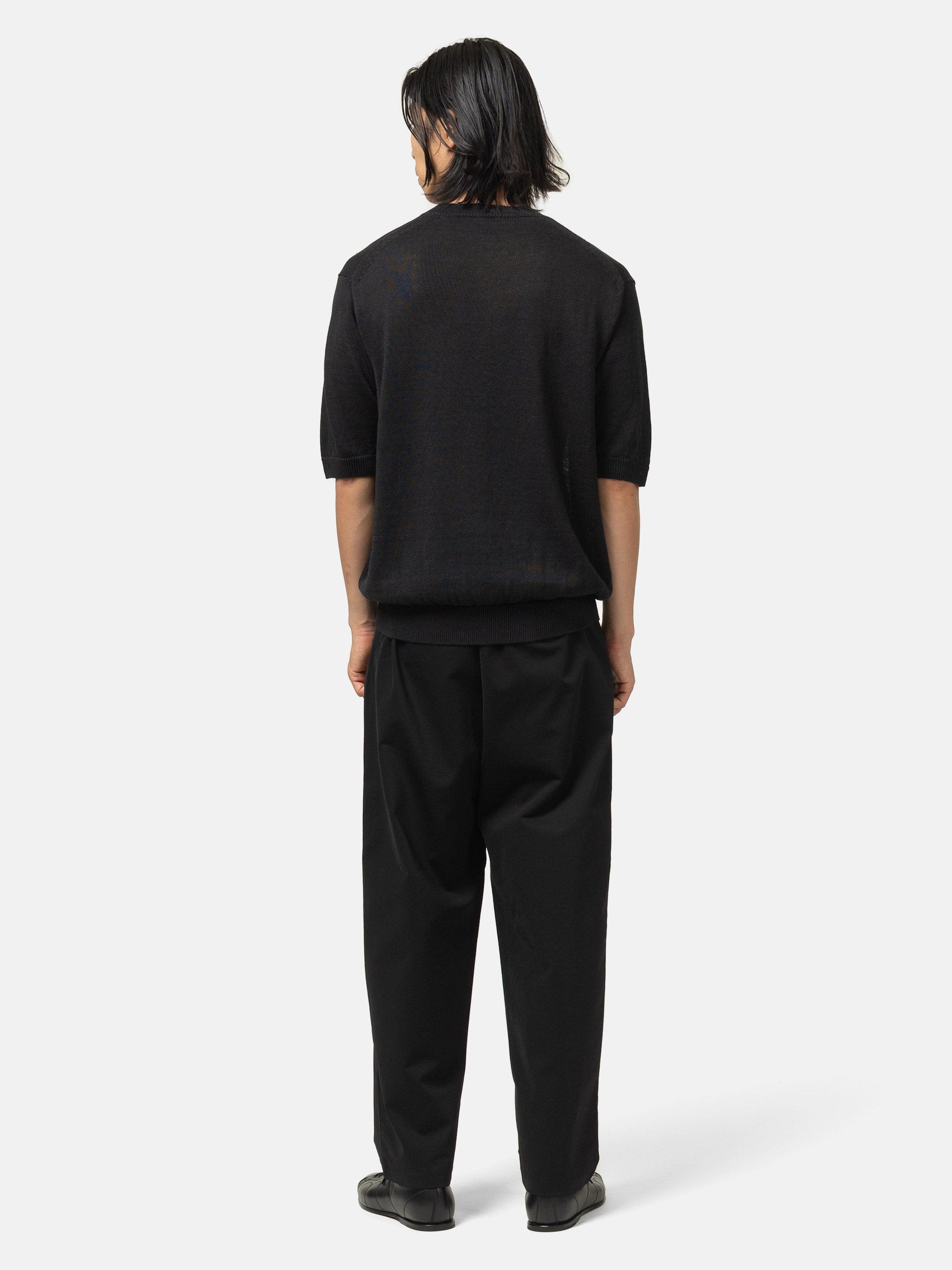 Batoner Washed High Count Linen Crew Neck Short Sleeve Black