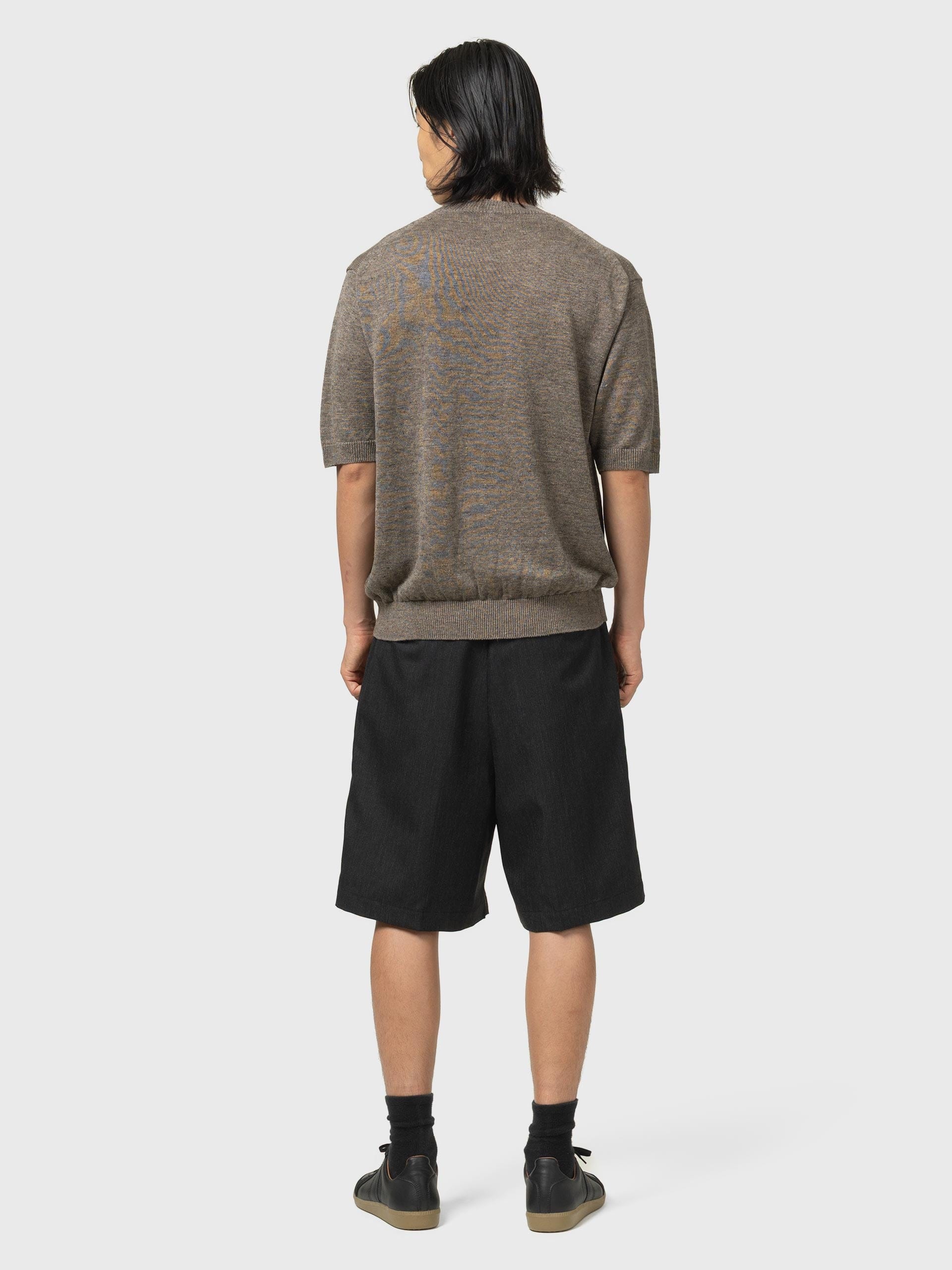 Batoner Washed High Count Linen Crew Neck Short Sleeve Brown