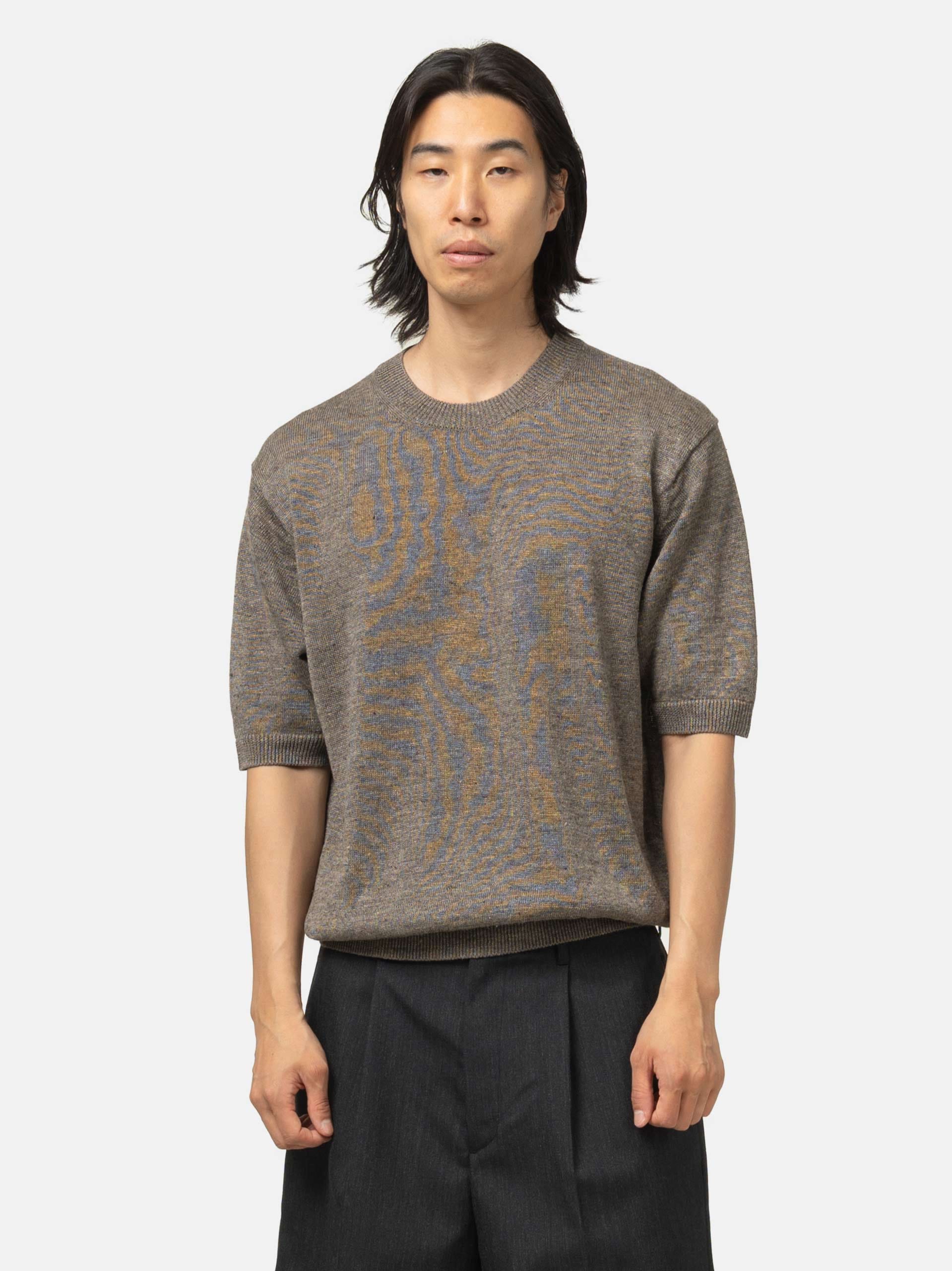 Batoner Washed High Count Linen Crew Neck Short Sleeve Brown