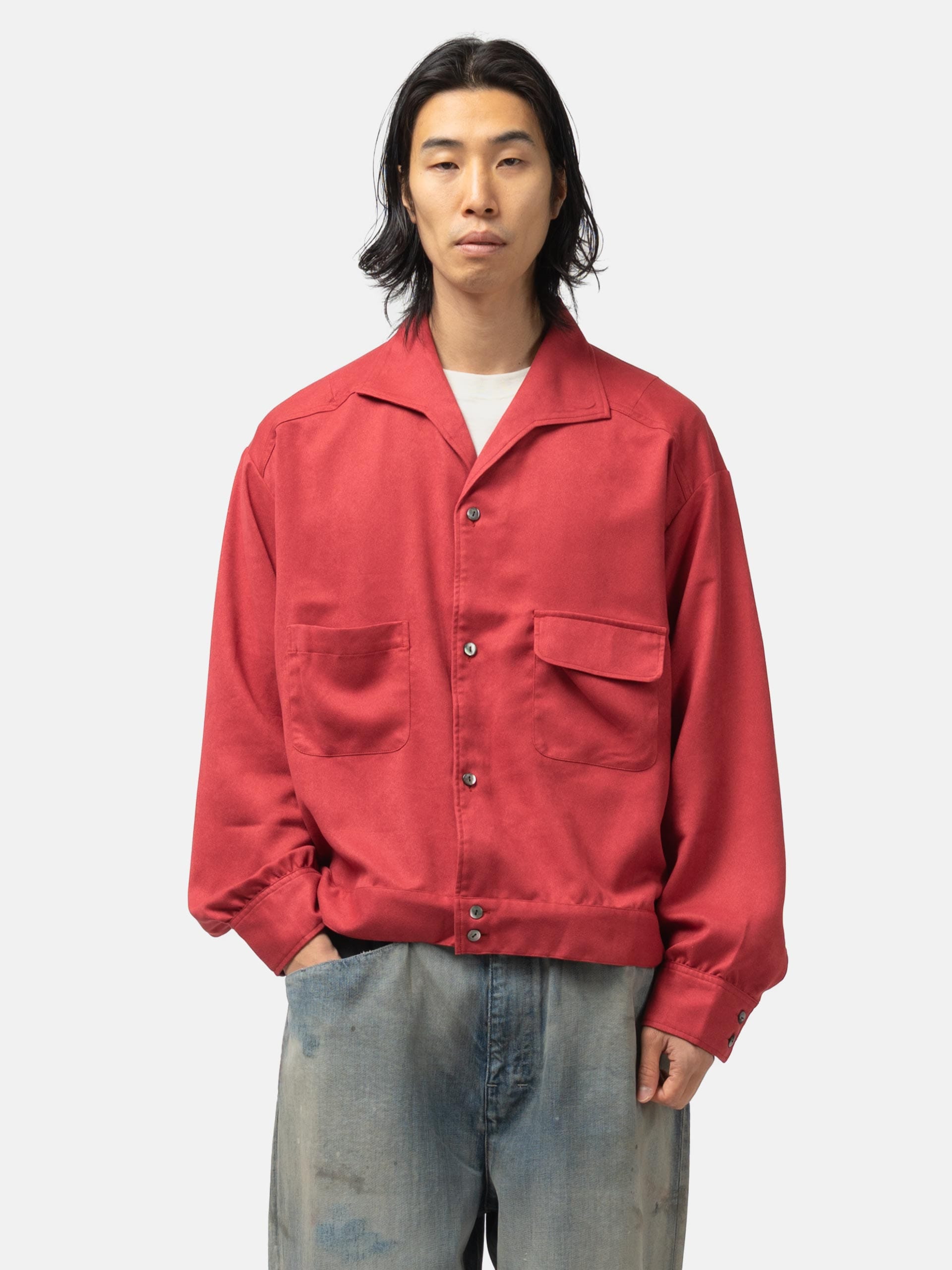 Ancellm Vegan Suede Open Collar Red