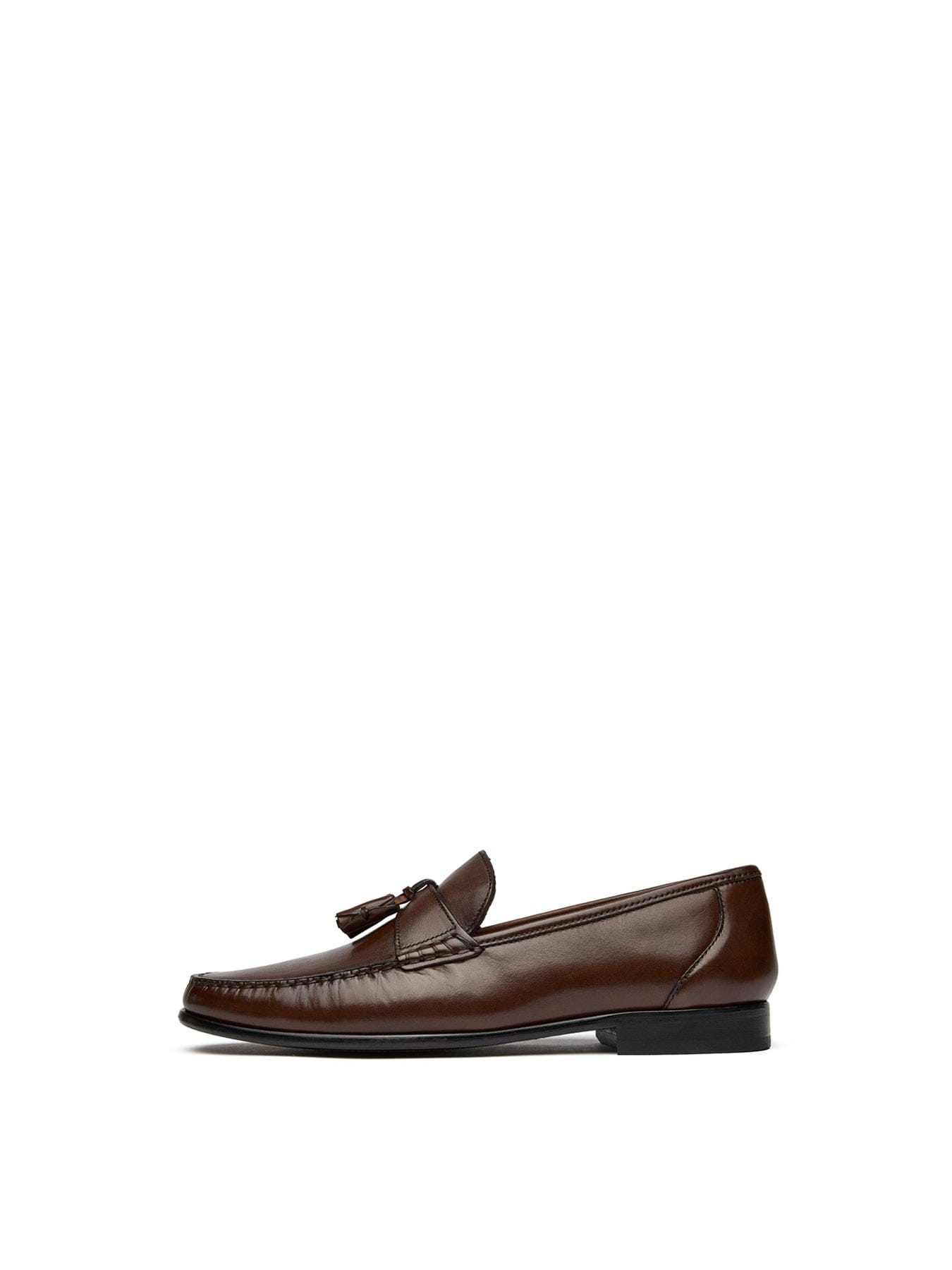 Sole Twin Tassel Leather Loafers Brown