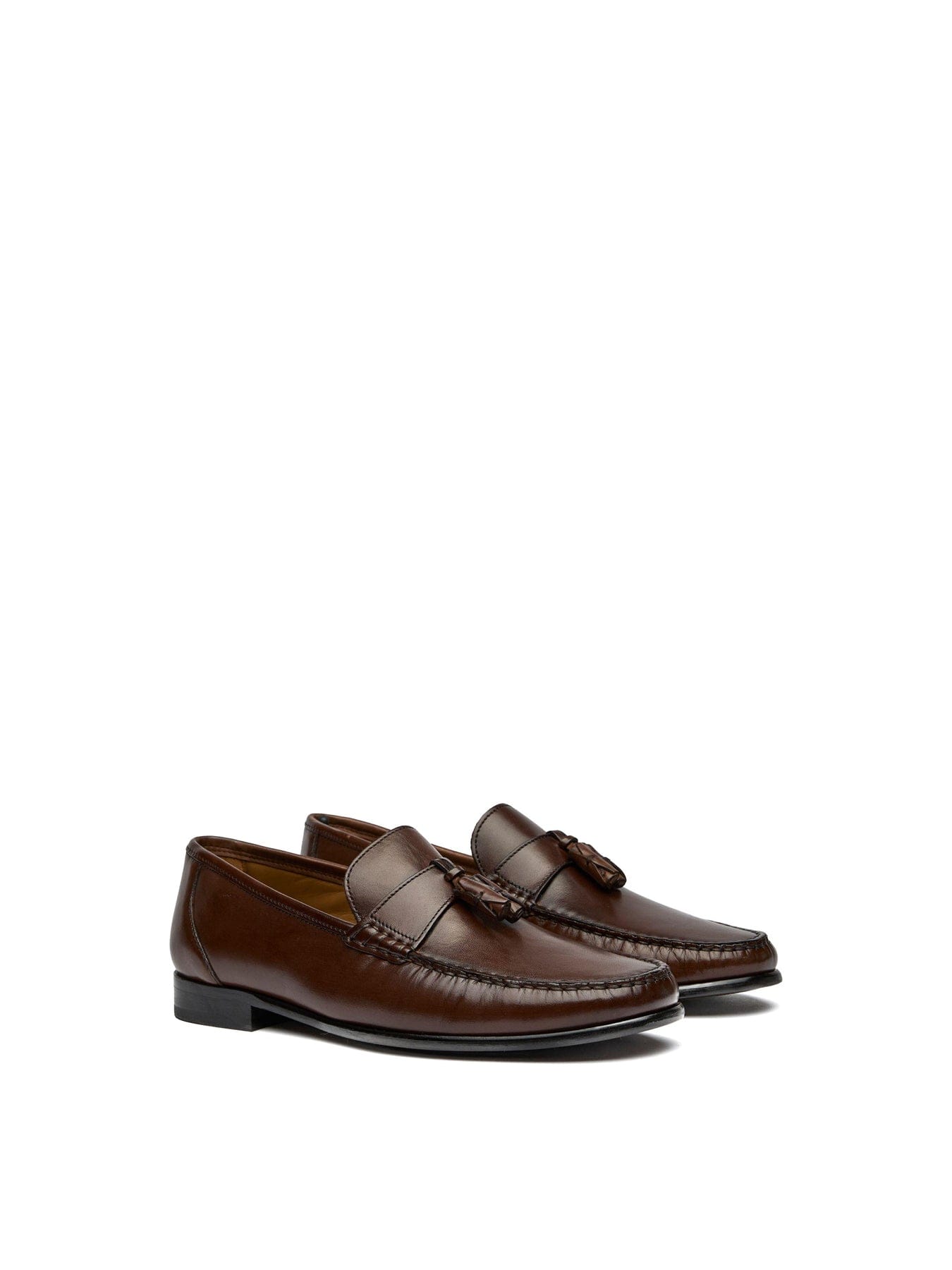 Sole Twin Tassel Leather Loafers Brown