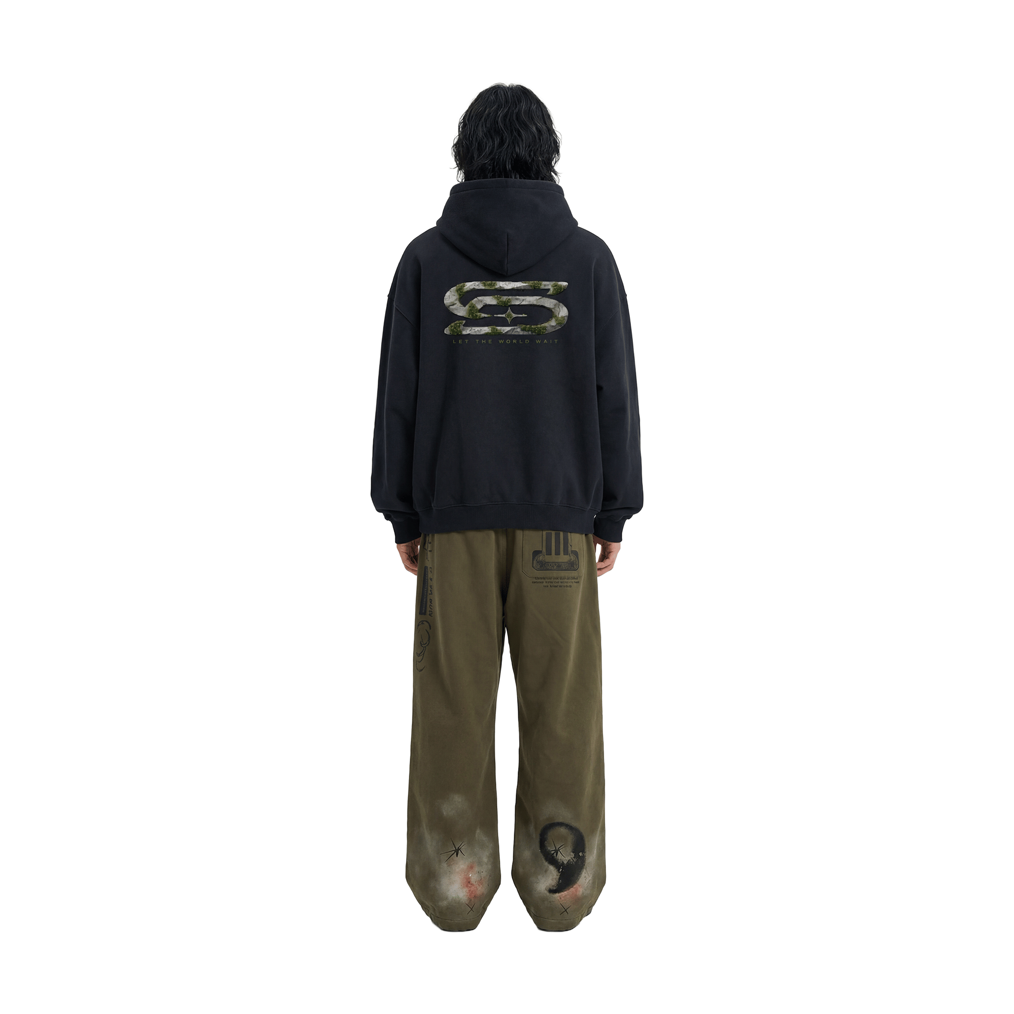 Slowdown Moss Zip Up Hoodie Black (SS26) - Secret Edition