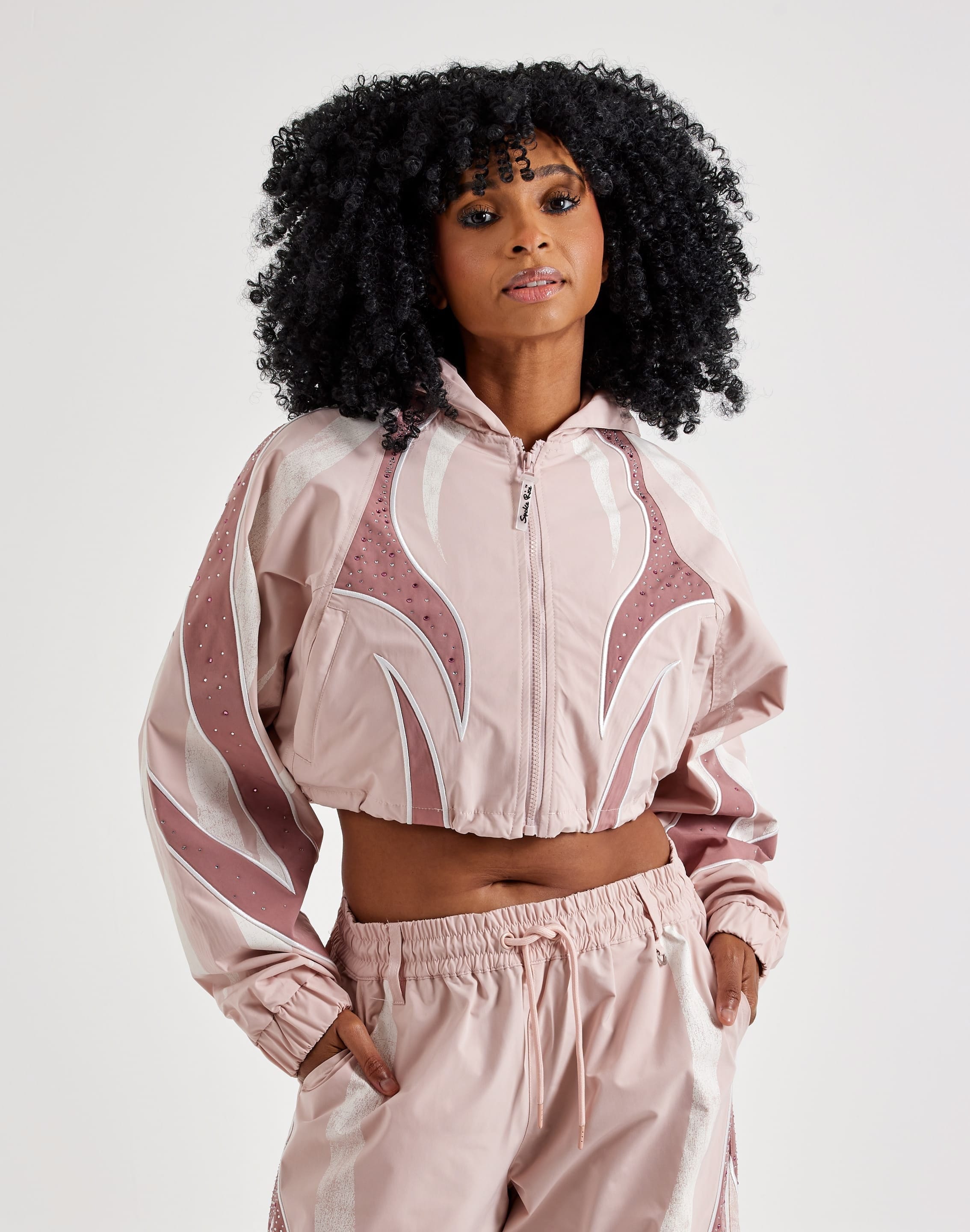 Smoke Rise Rhinestone Panel Windbreaker Jacket