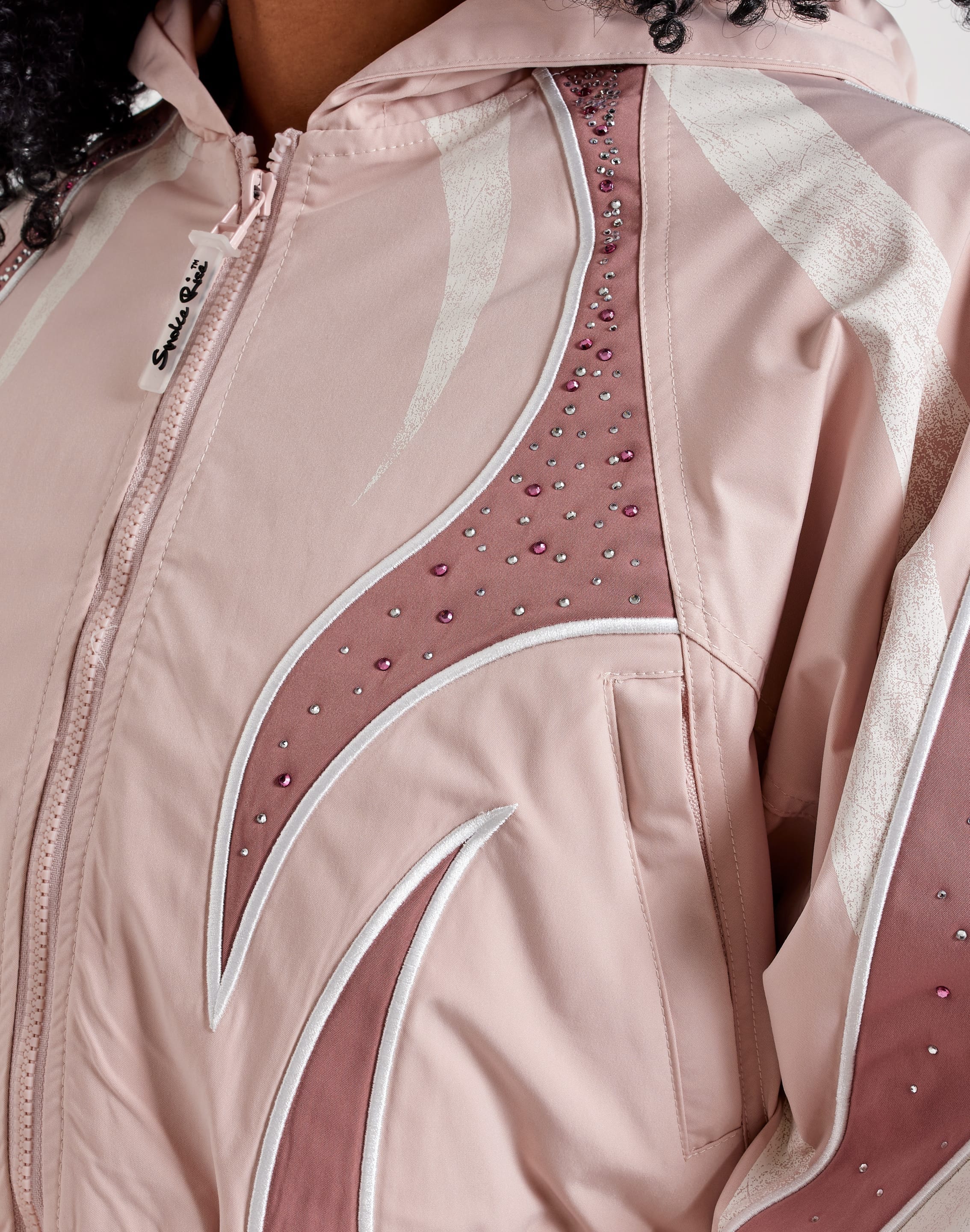 Smoke Rise Rhinestone Panel Windbreaker Jacket