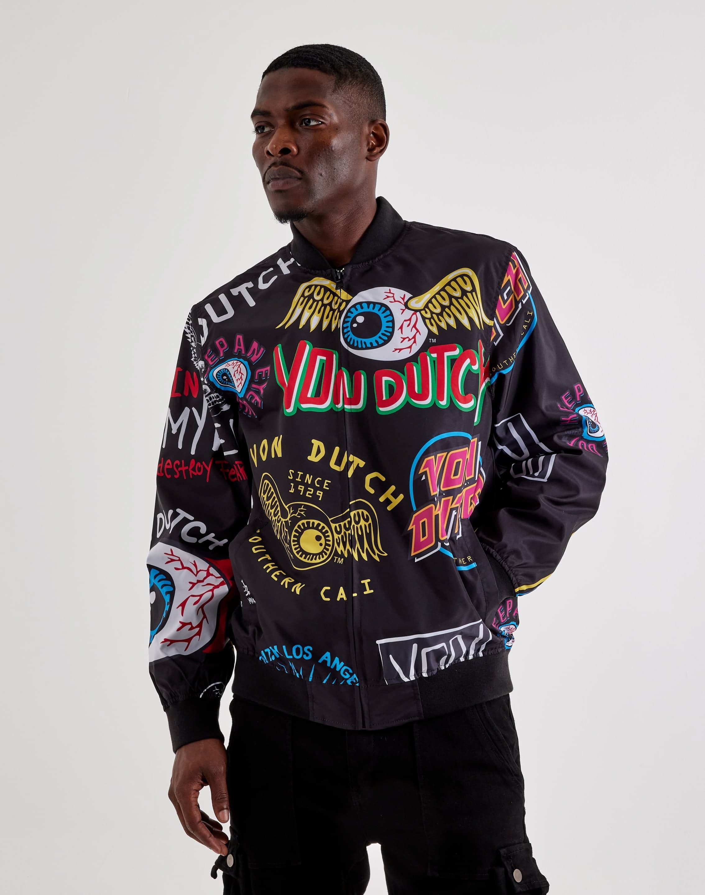 Von Dutch Allover Print Bomber Jacket