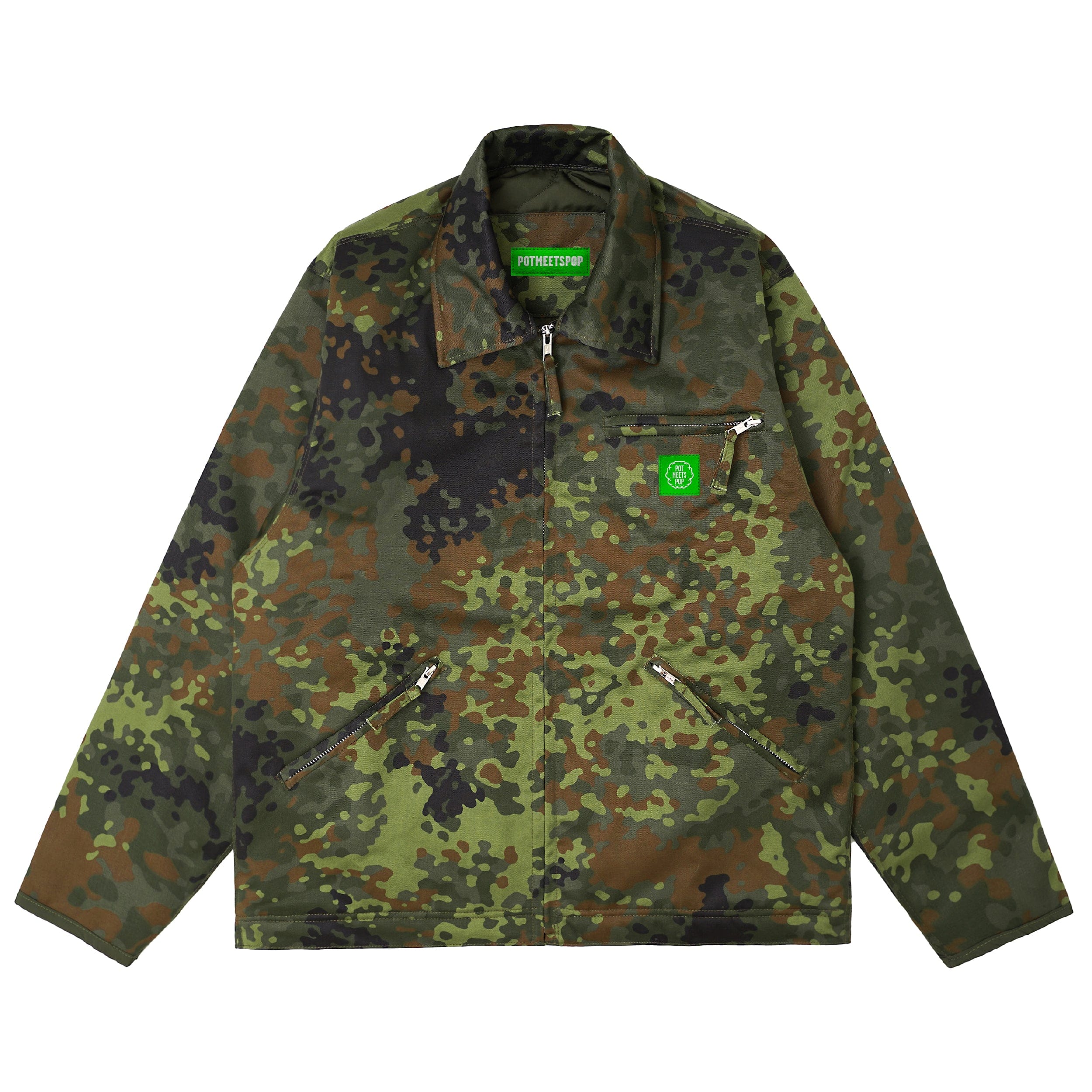 Pot Meets Pop Herrer Quilted Lined Work Jacket - Flectarn Camo