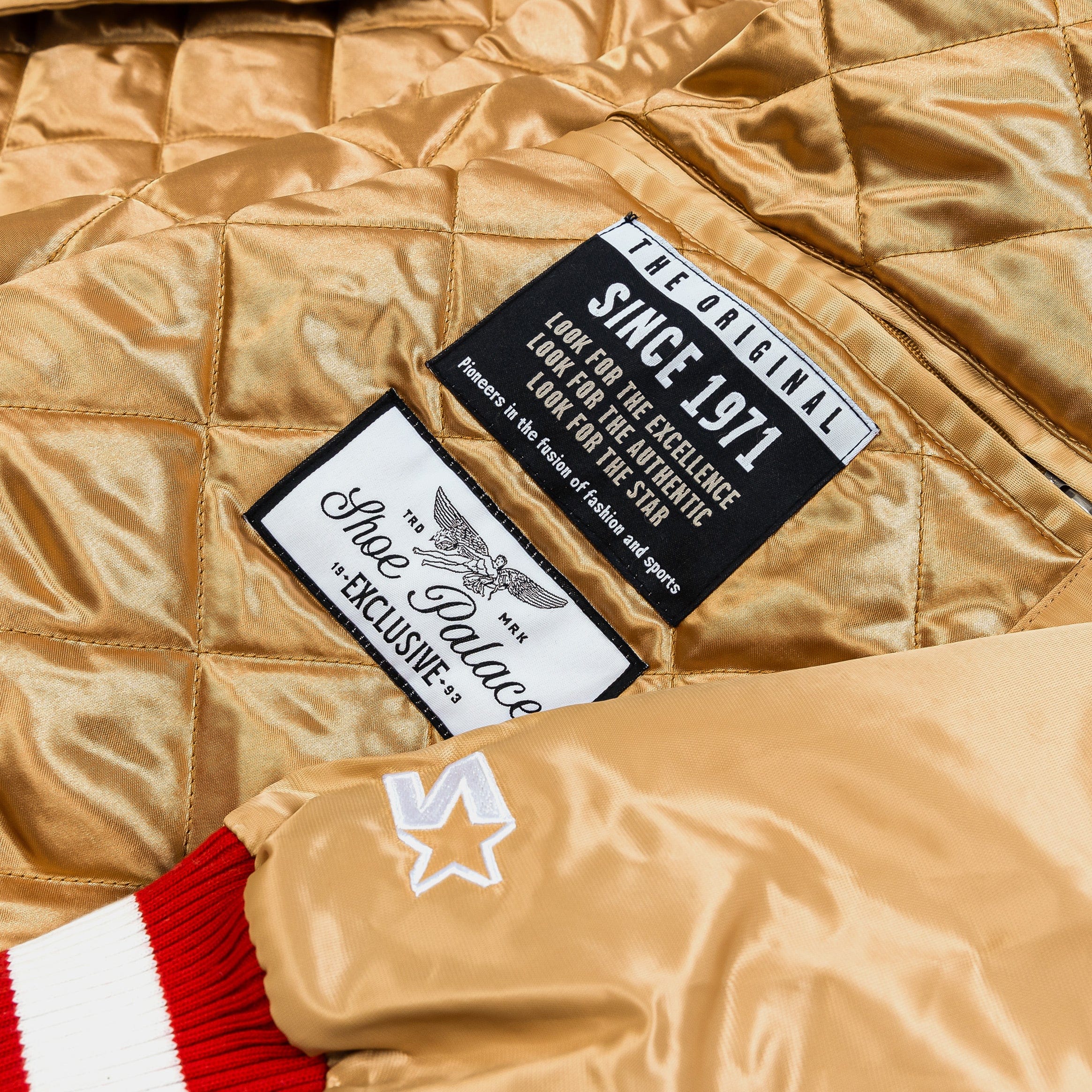 Giii/starter Shoe Palace Exclusive San Francisco 49ers 1980's Satin Bomber Mens Jacket (Gold)