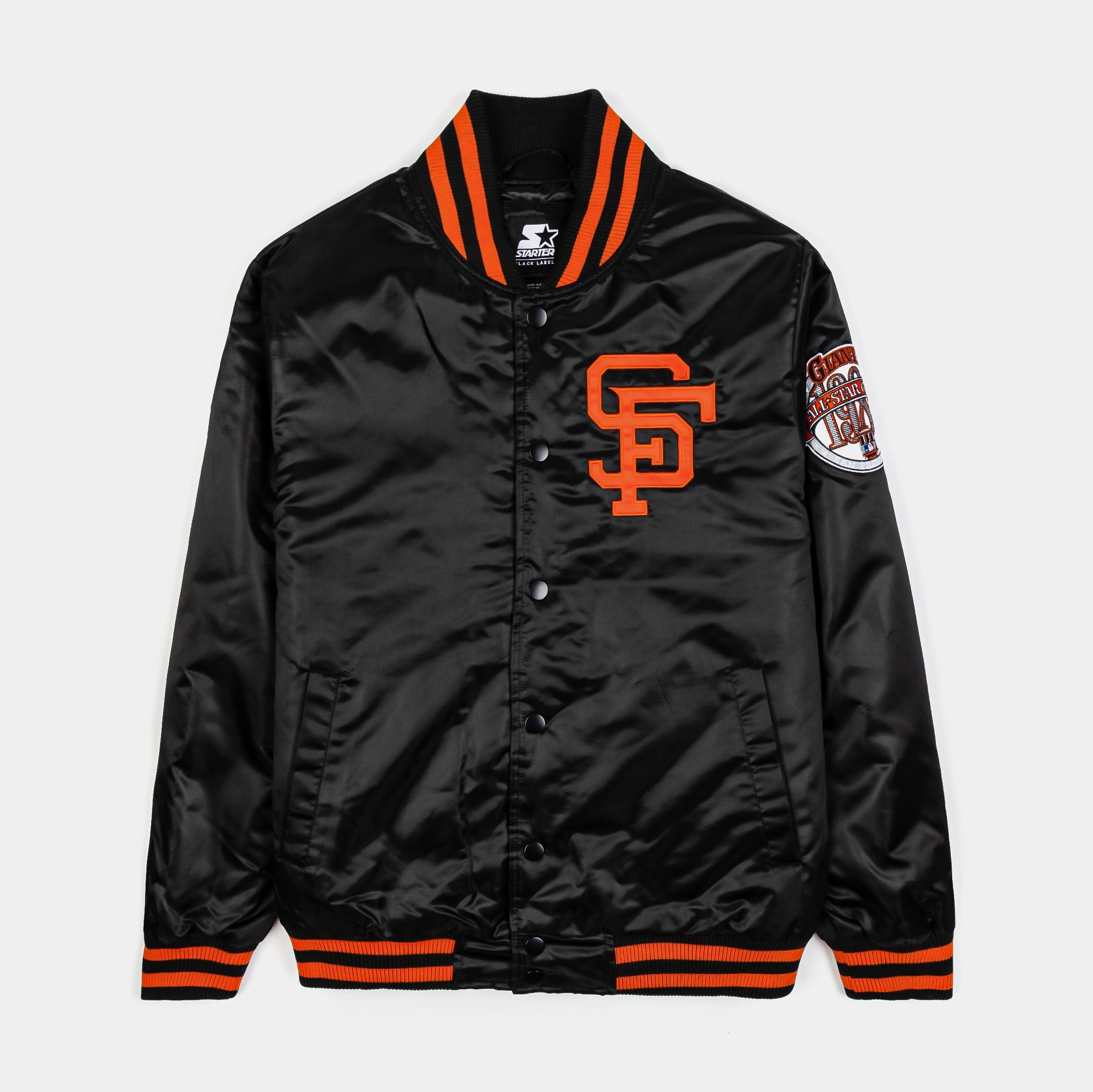 Giii/starter Shoe Palace Exclusive San Francisco Giants Satin Bomber Mens Jacket (Black/Orange)