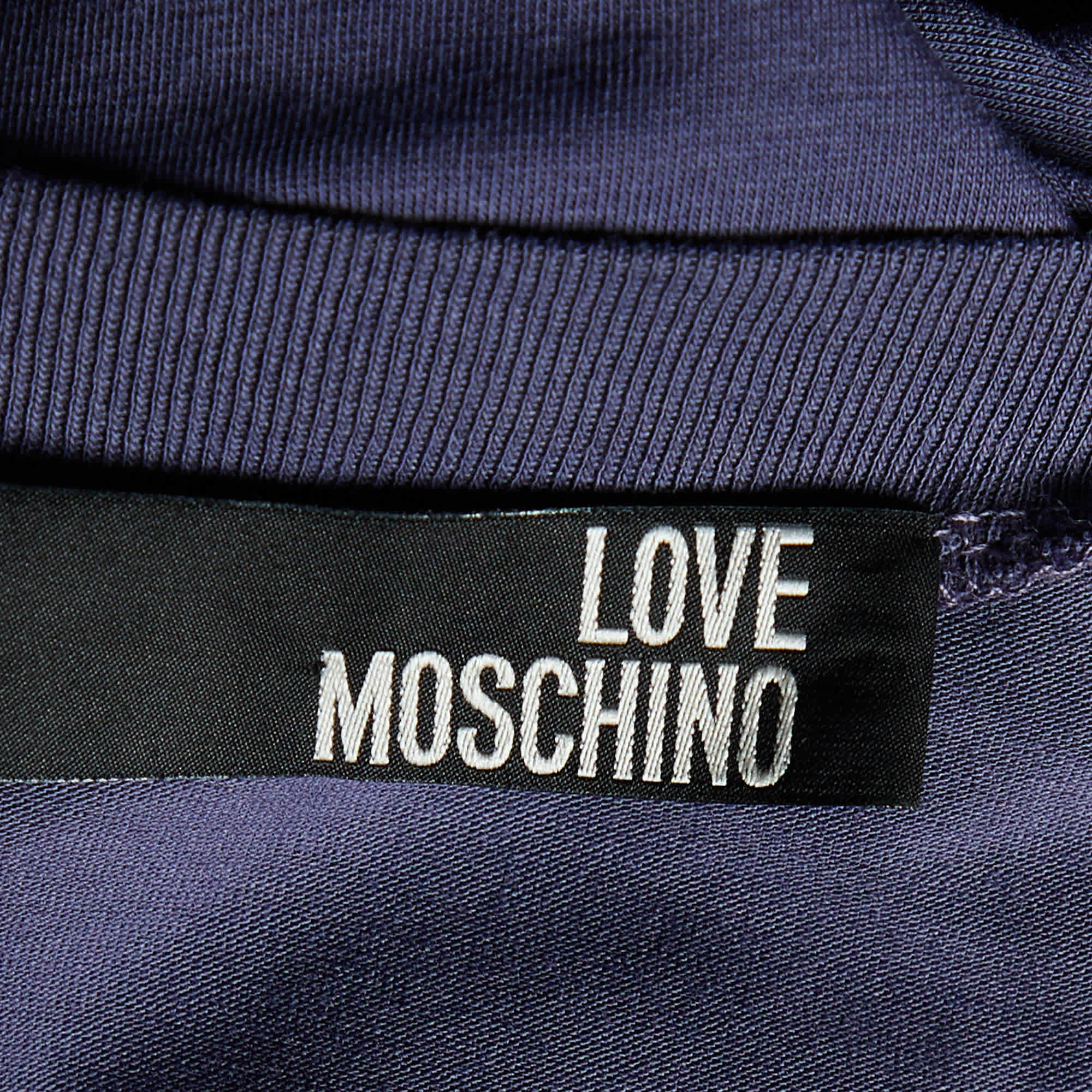 Love Moschino Purple Logo Embroidered Cotton Knit Sleeveless Mini Dress