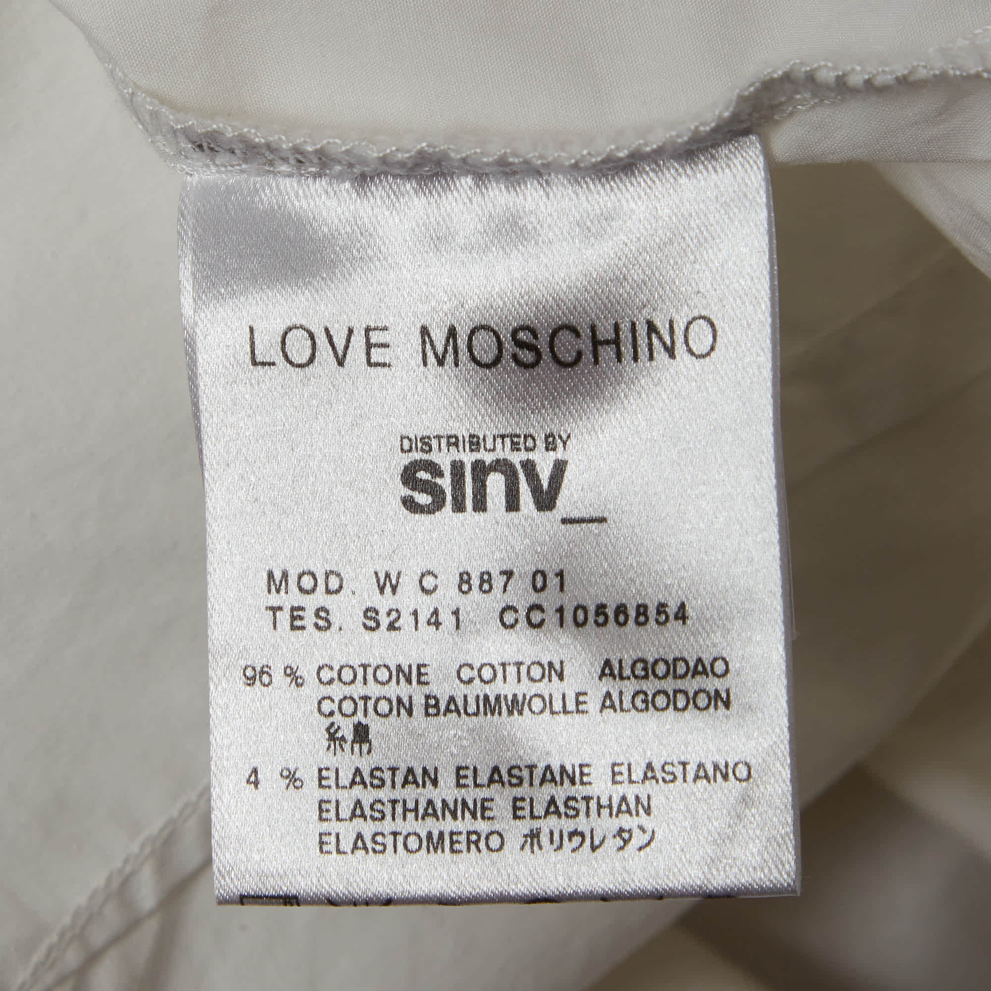 Love Moschino White Beaded Cotton Belted Shirt