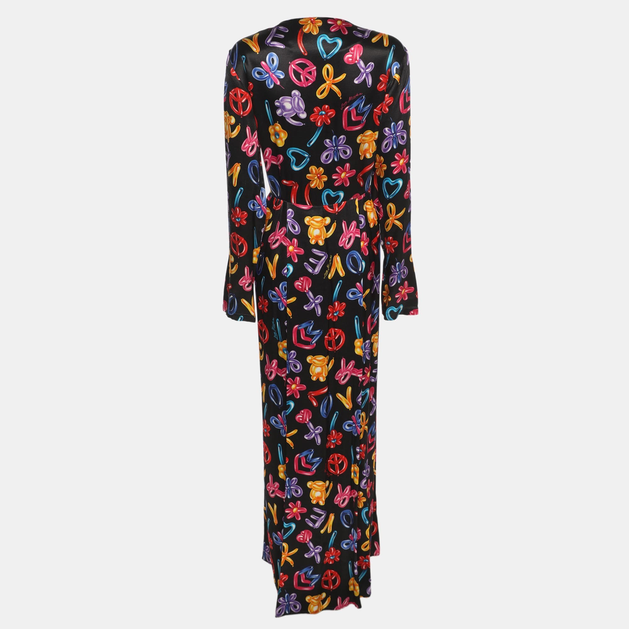Love Moschino Multicolor Printed Satin Maxi Dress