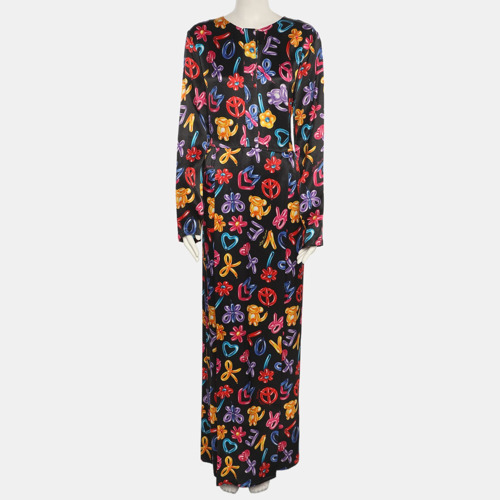Love Moschino Multicolor Printed Satin Maxi Dress