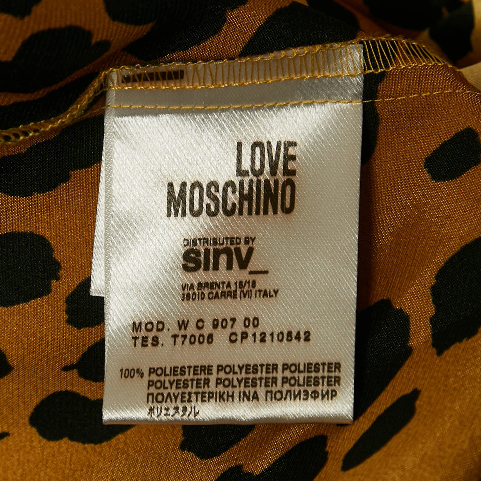 Love Moschino Brown Leopard Print Satin Mini Dress