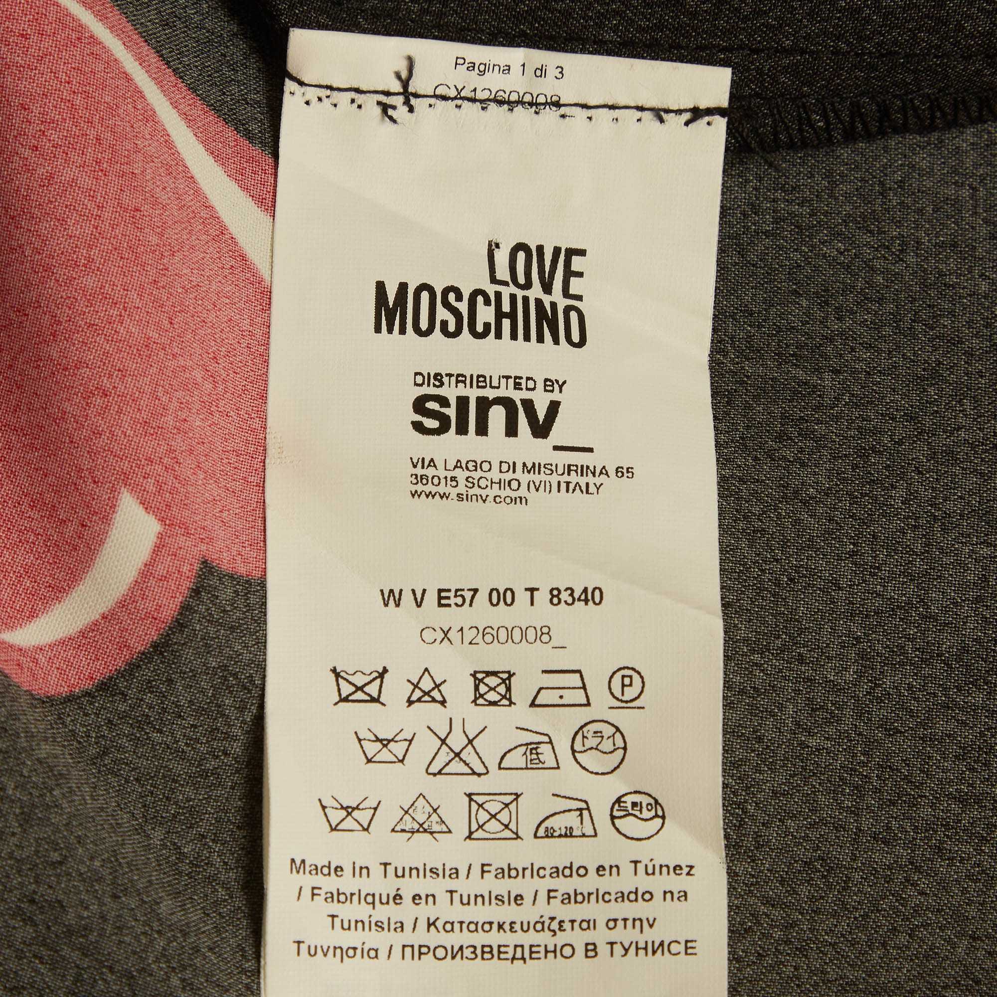 Love Moschino Black Heart Print Satin Flared Midi Dress