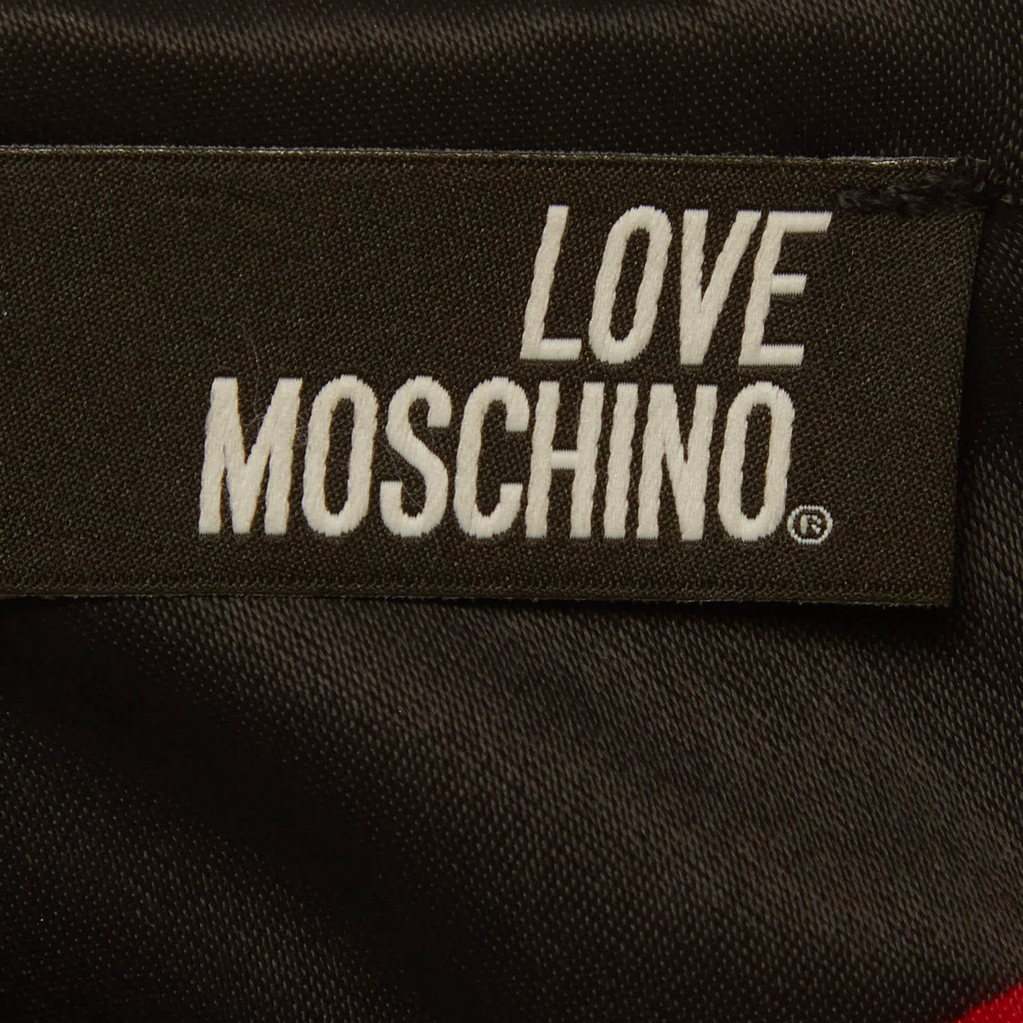 Love Moschino Black Heart Print Satin Flared Midi Dress