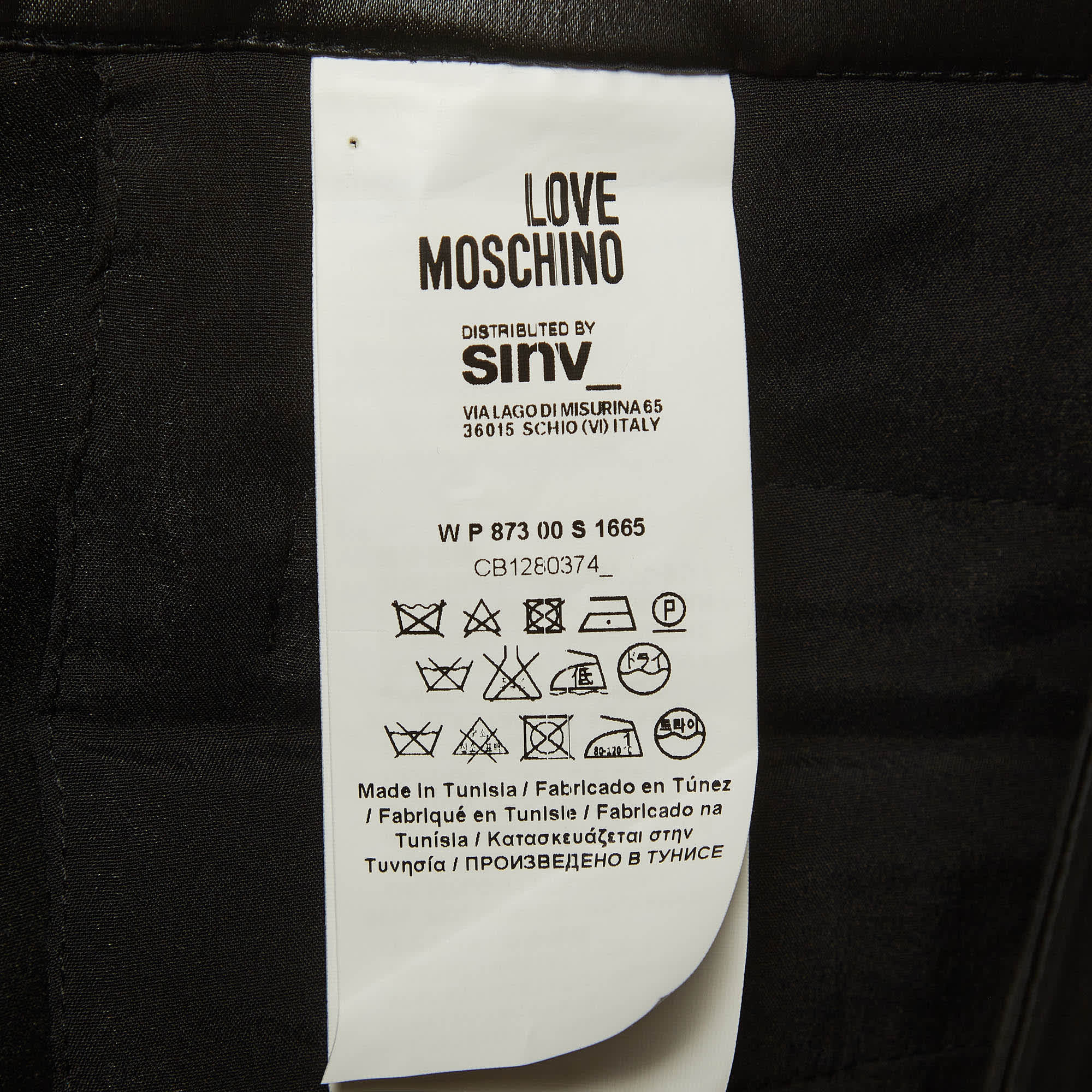 Love Moschino Black/gold Leather Zipped Slim Fit Pants
