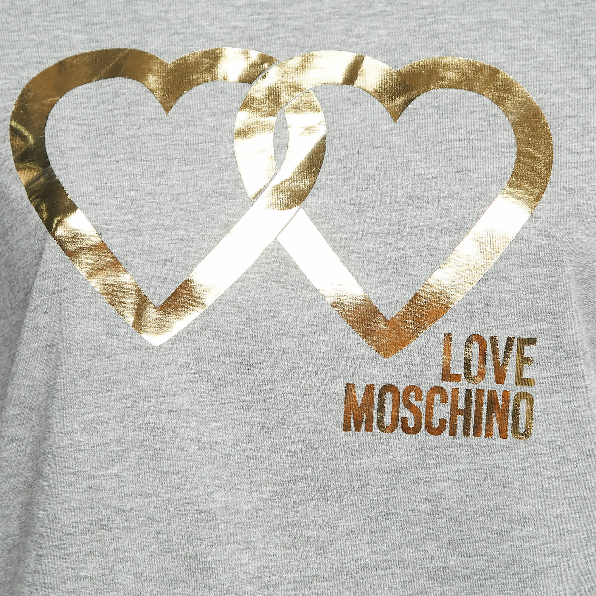 Love Moschino Grey Logo Print Cotton Short Sleeve T - Shirt