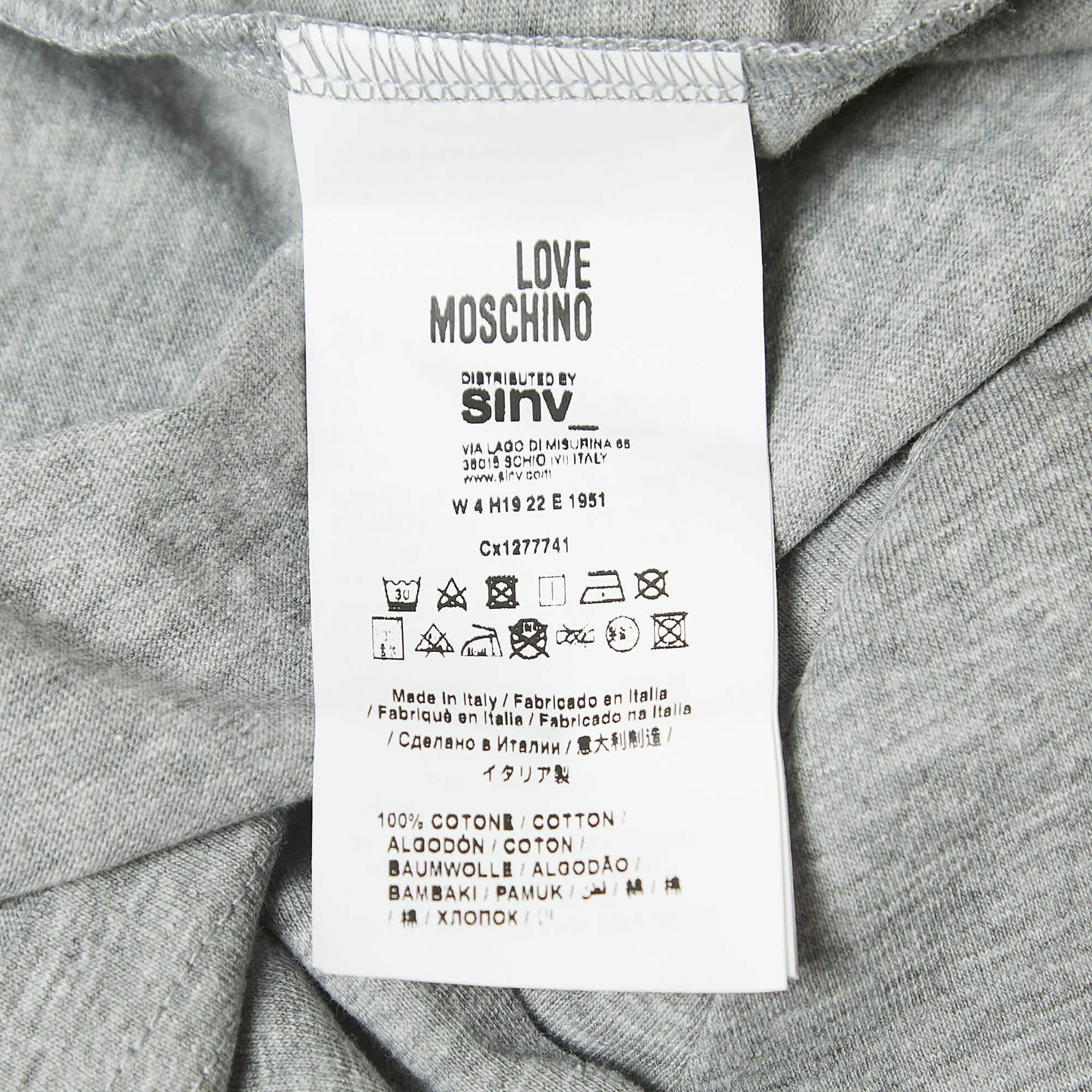 Love Moschino Grey Logo Print Cotton Short Sleeve T - Shirt