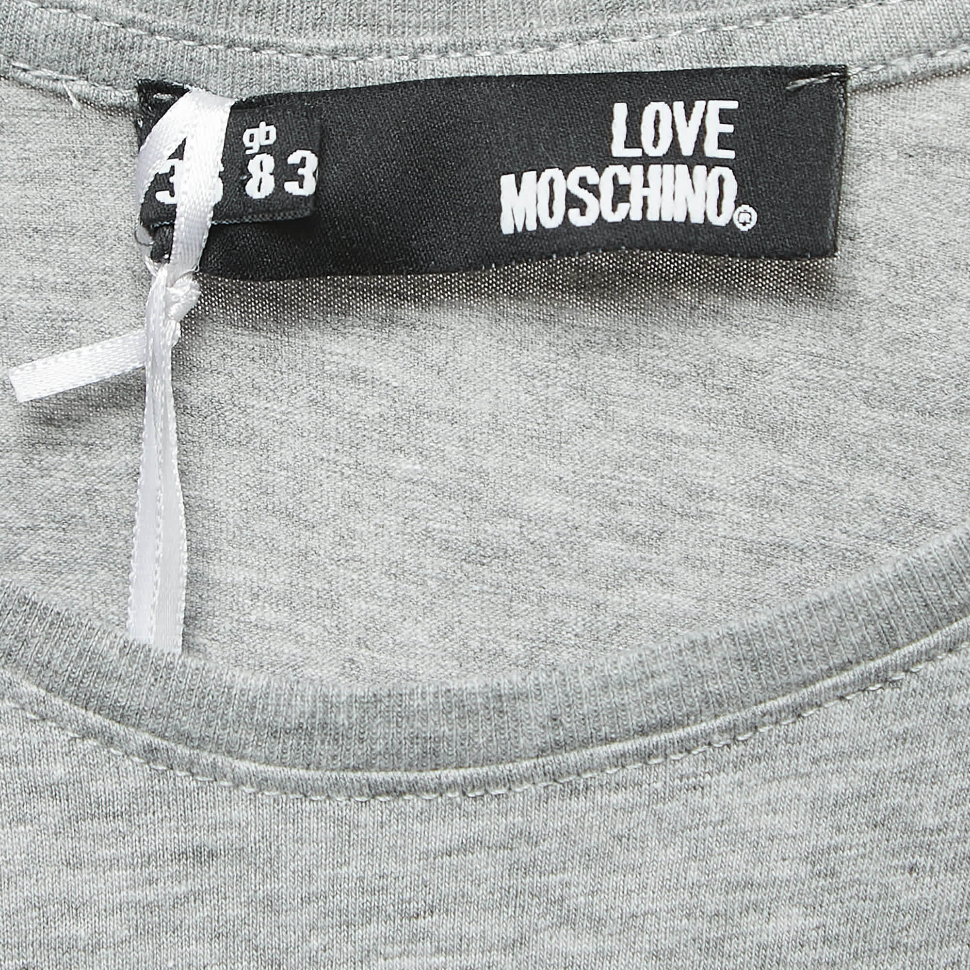 Love Moschino Grey Logo Print Cotton Short Sleeve T - Shirt