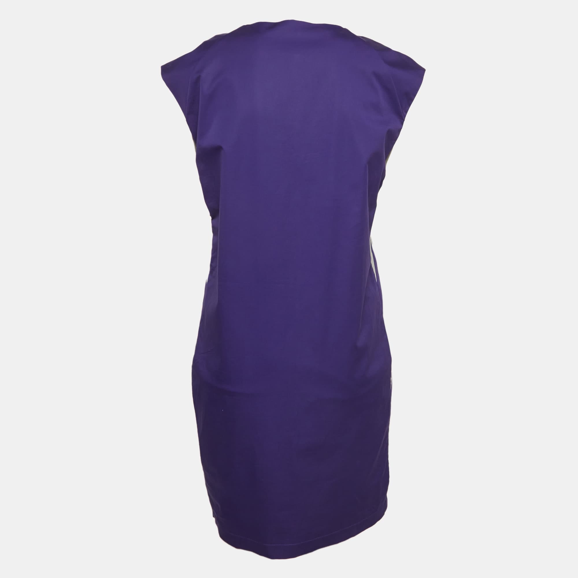 Love Moschino Purple Poplin Braided Detail Shift Dress