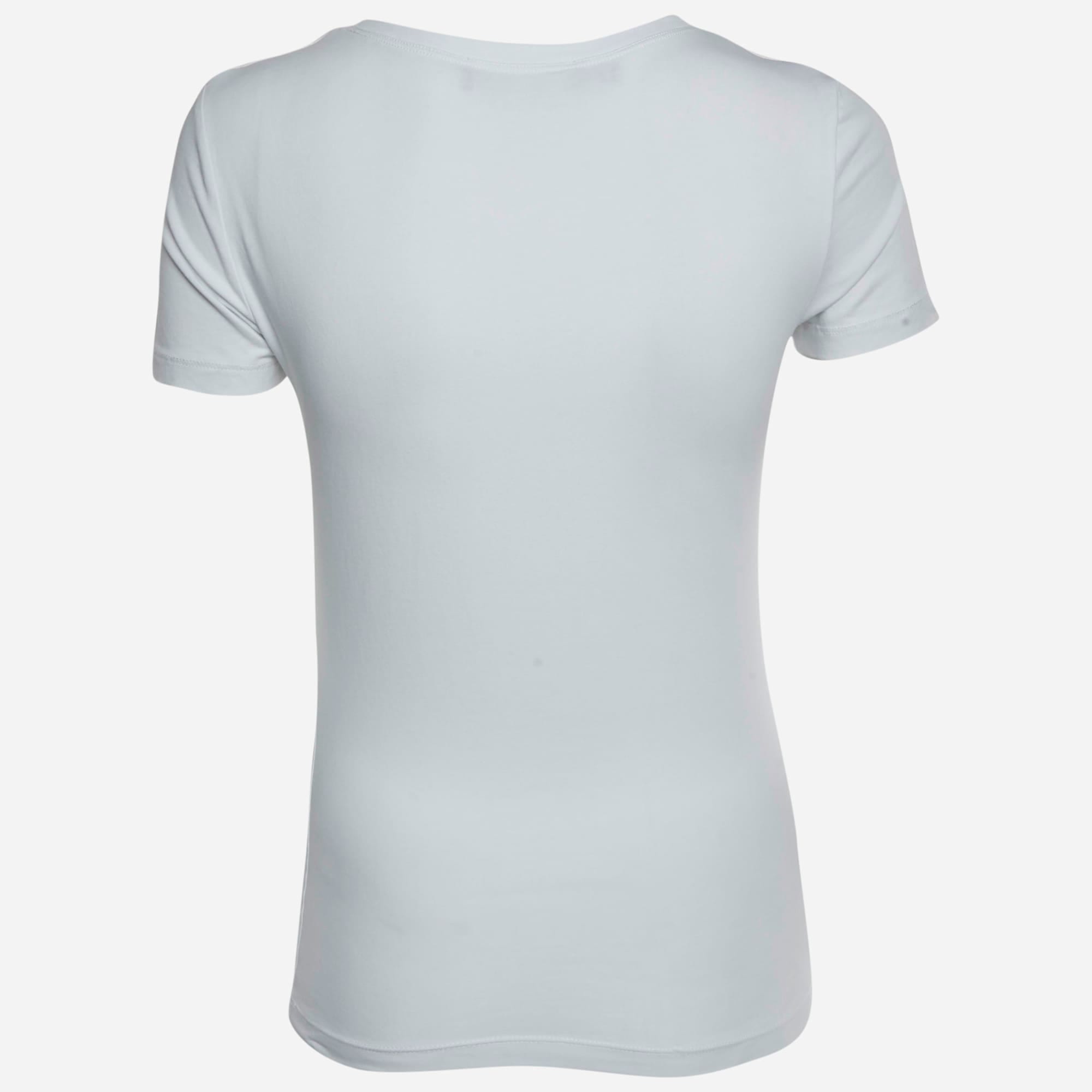 Love Moschino White Logo Graphic Jersey Knit T - Shirt