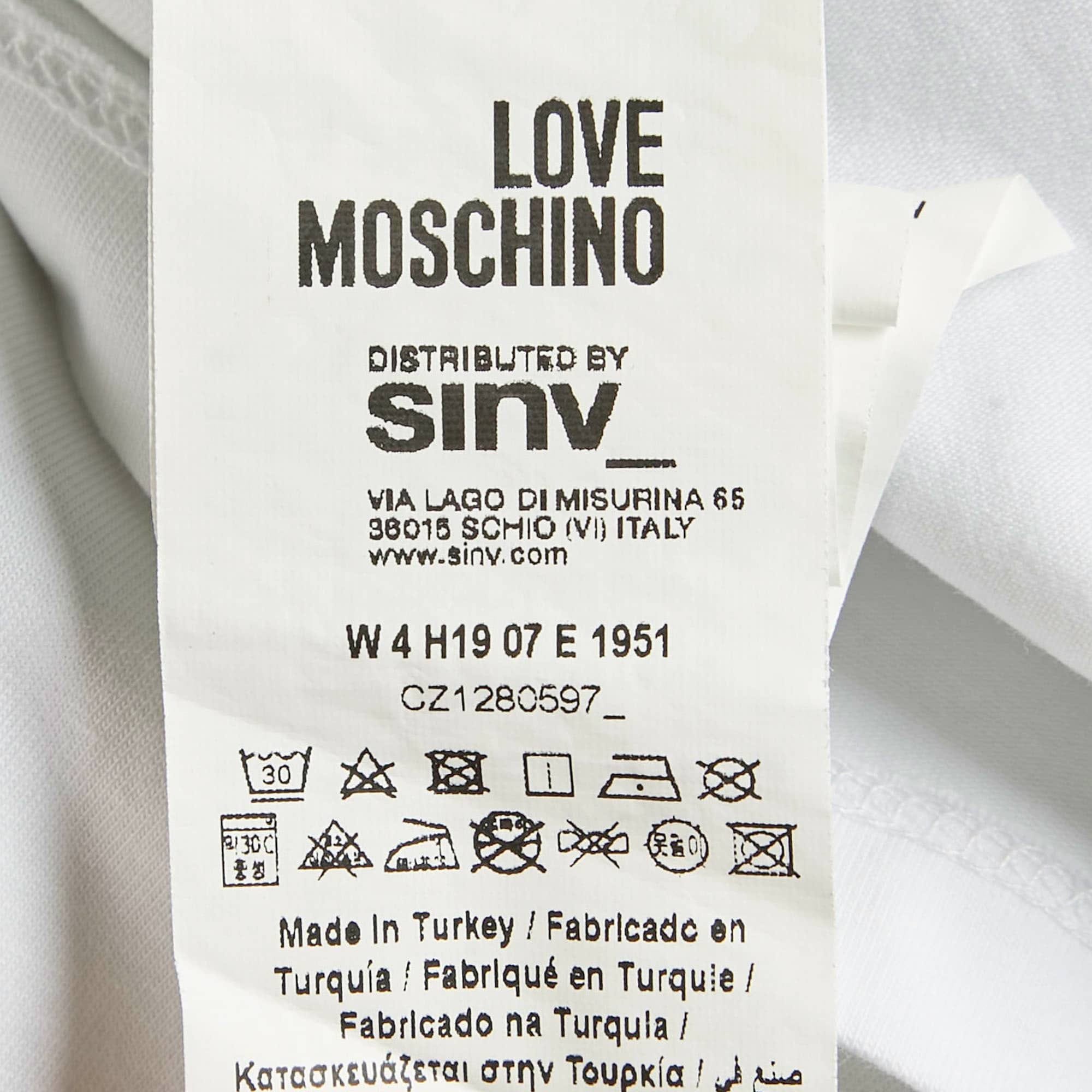 Love Moschino White Logo Graphic Jersey Knit T - Shirt