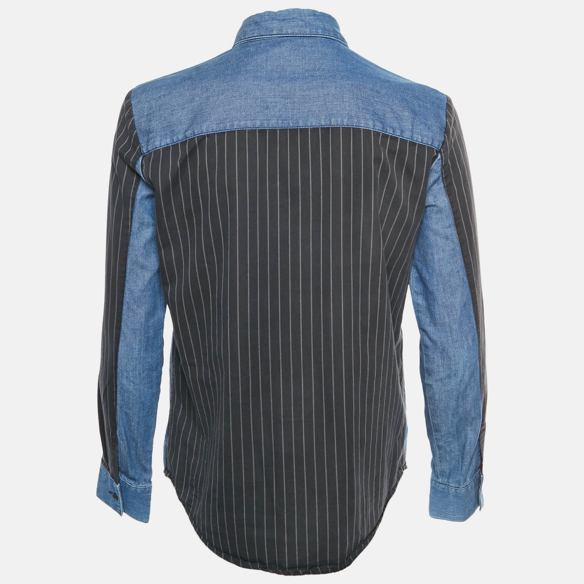 Love Moschino Blue Striped Denim Button Down Shirt