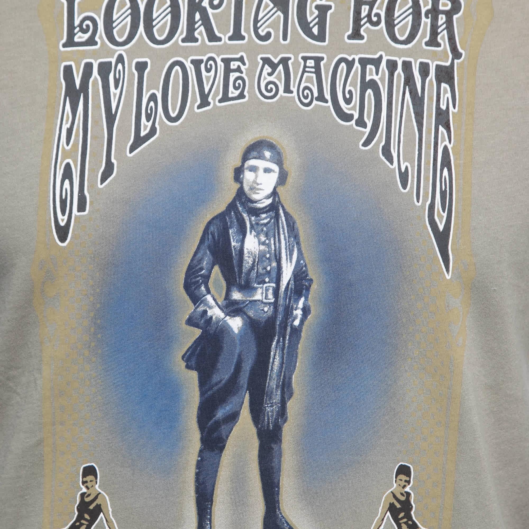 Love Moschino Khaki Green Graphic Print Cotton Long Sleeve T - Shirt
