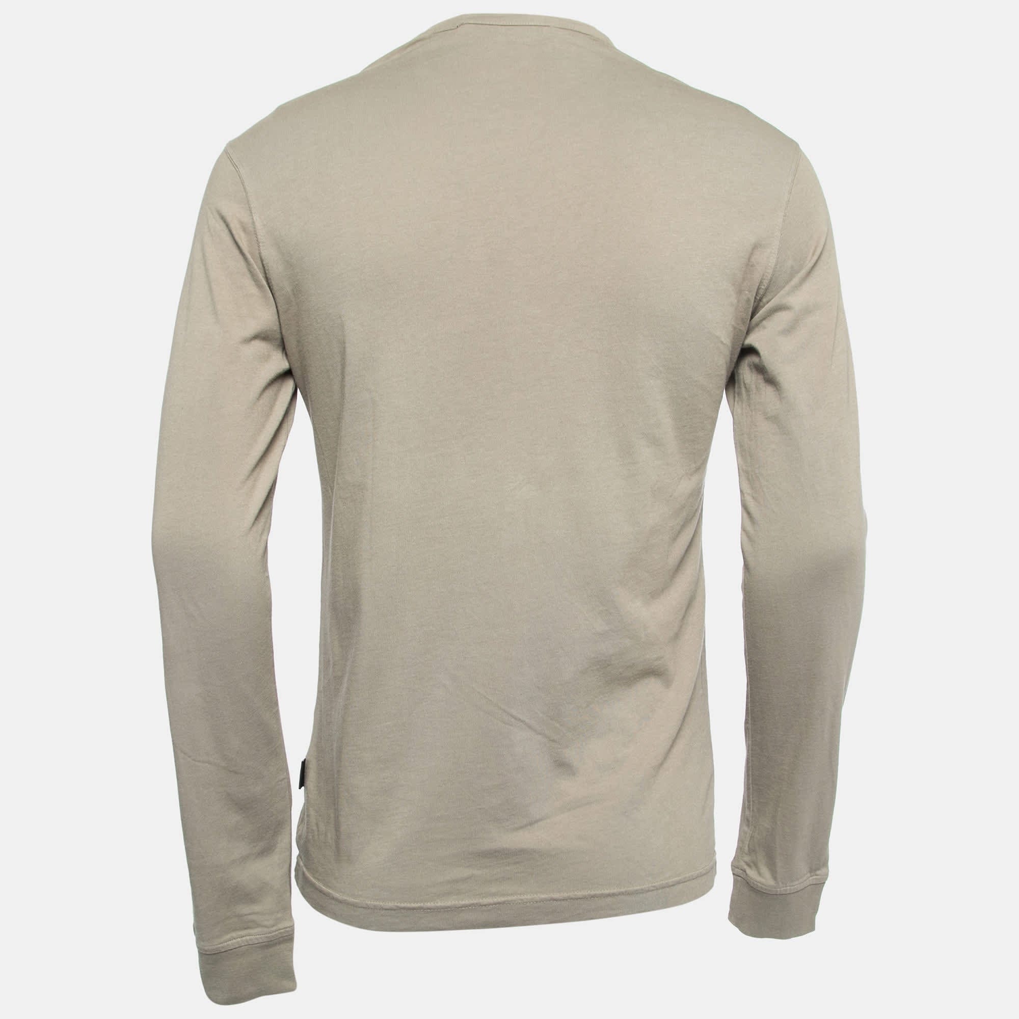 Love Moschino Khaki Green Graphic Print Cotton Long Sleeve T - Shirt