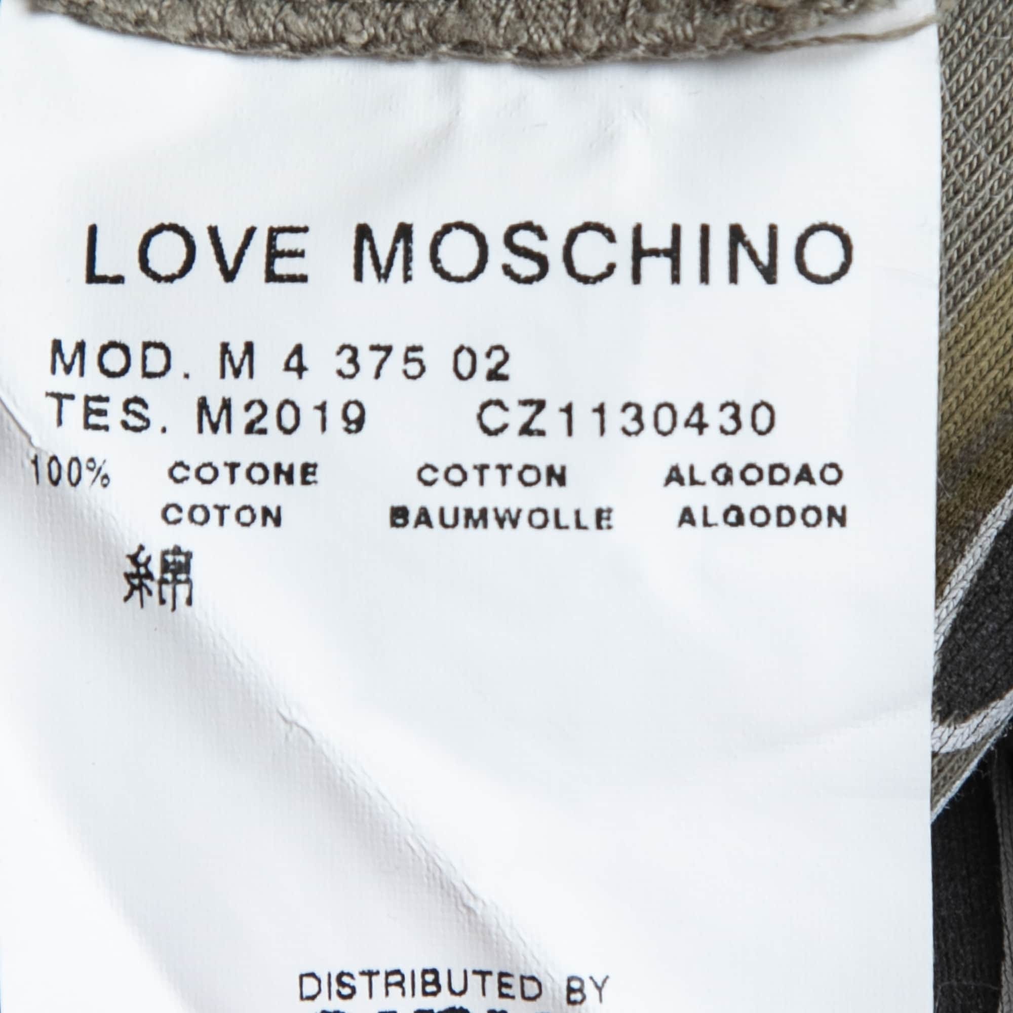 Love Moschino Khaki Green Graphic Print Cotton Long Sleeve T - Shirt
