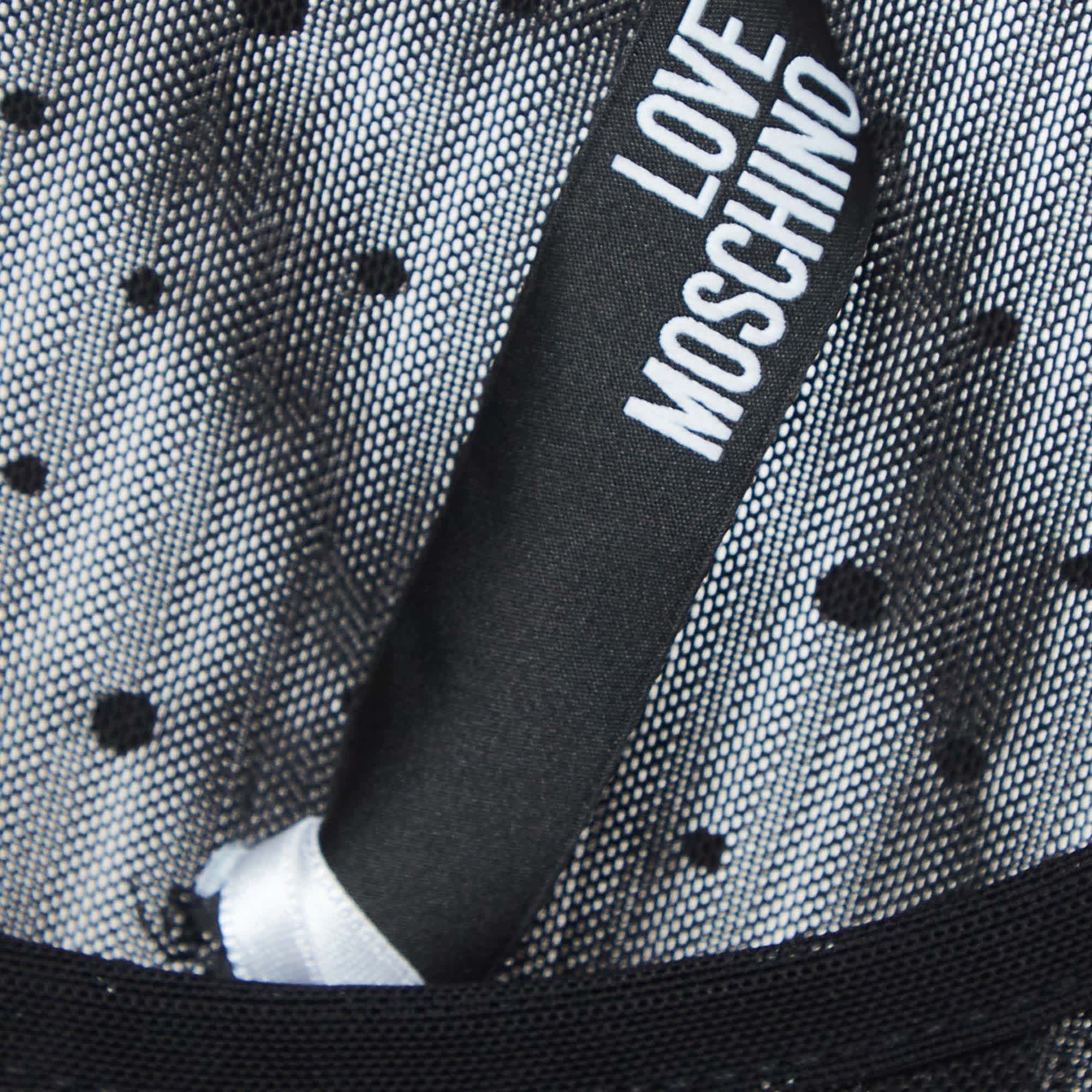 Love Moschino Black Dotted Tulle Gathered Mini Dress