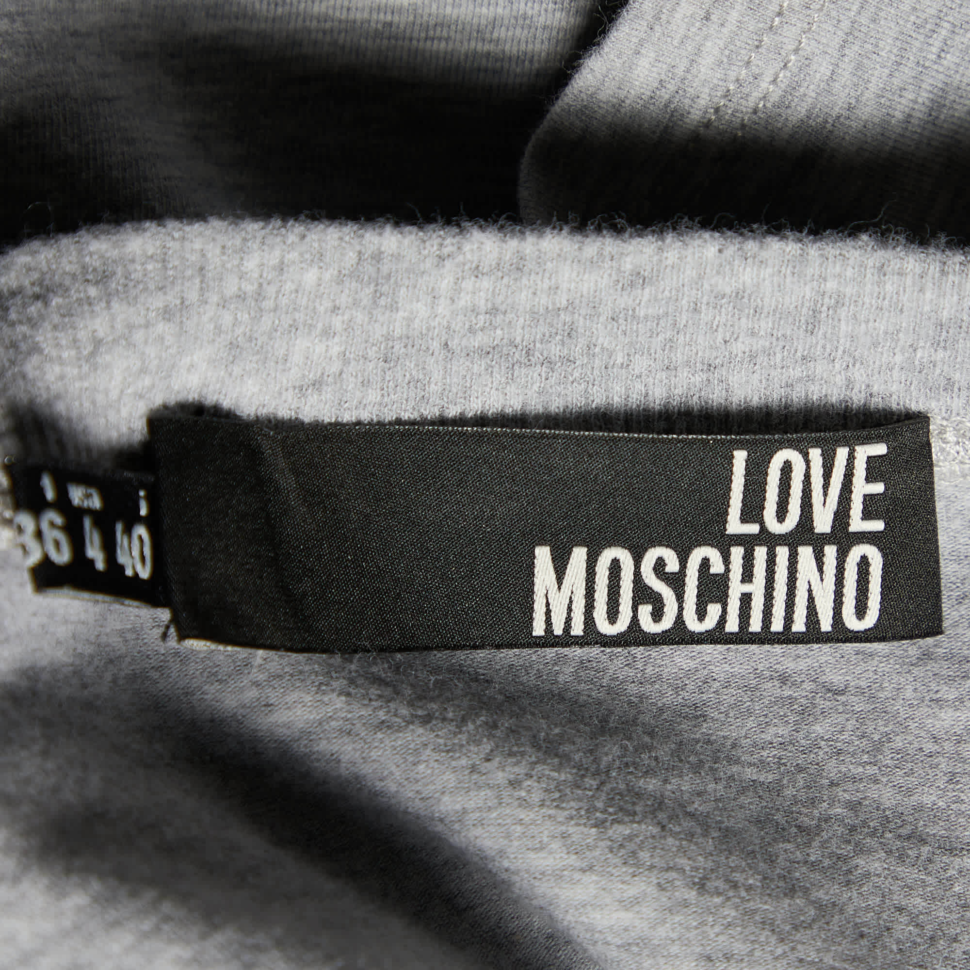 Love Moschino Grey Printed Cotton Knit Round Neck T - Shirt