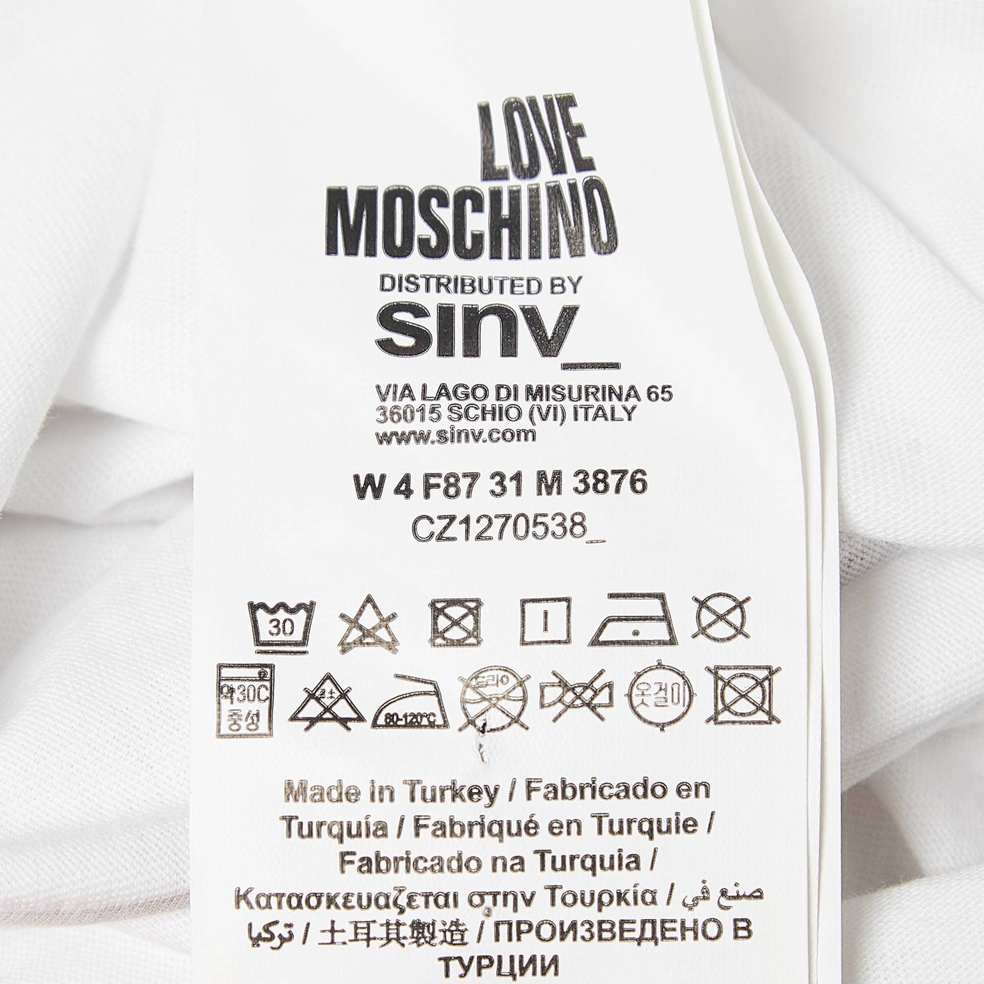 Love Moschino White Metallic Print Jersey T - Shirt