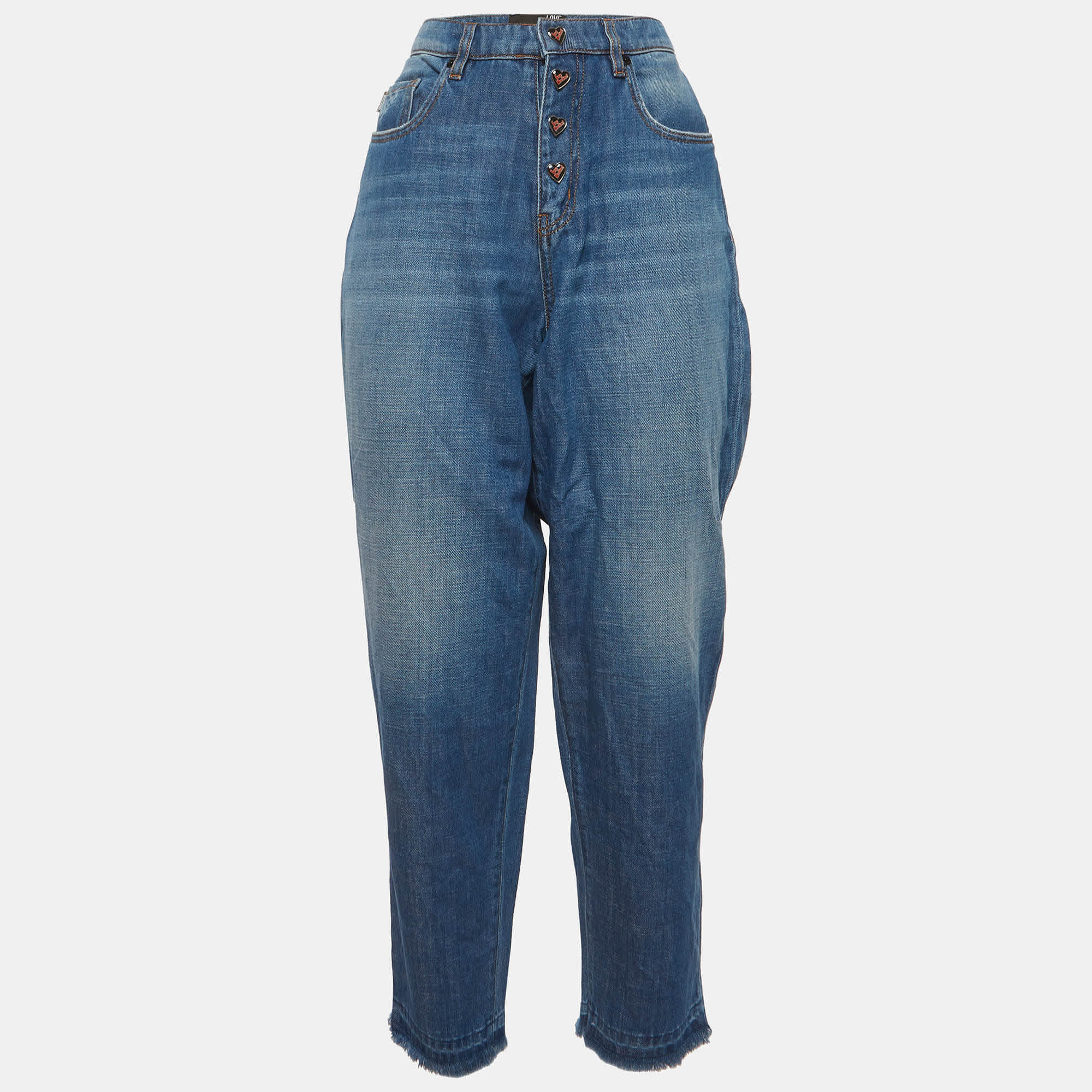 Love Moschino Blue Denim Distressed High Rise Jeans M/waist